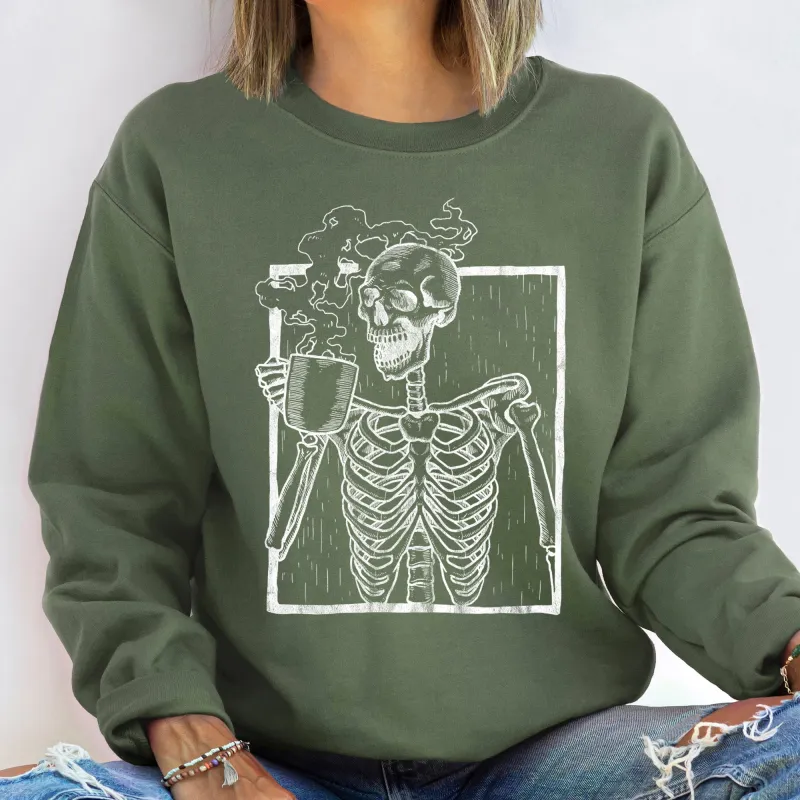 Skeleton Coffee Halloween Sweatshirt sold by Refinery Number One