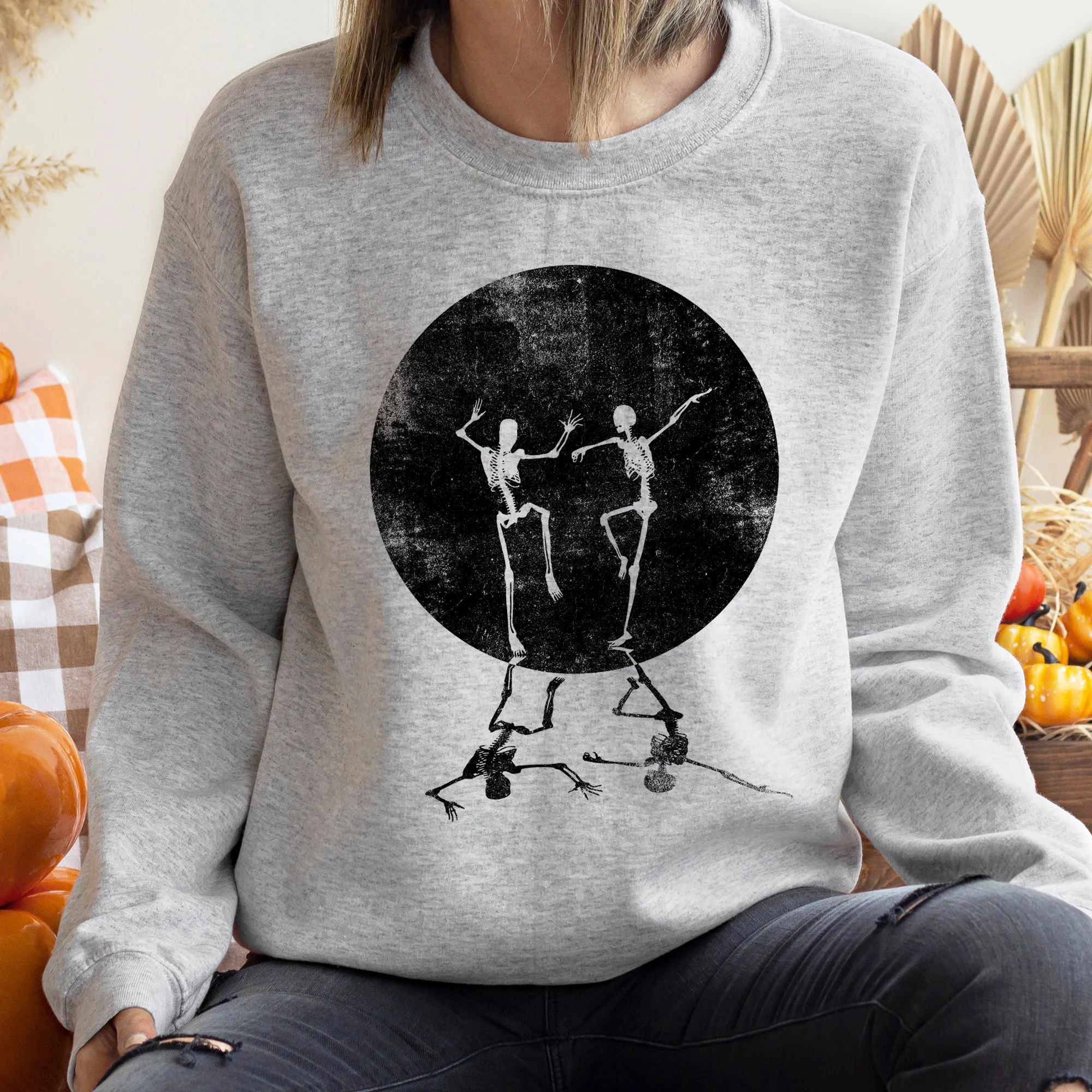 Skeleton Dancing Moon Vintage Halloween Sweatshirt sold by Refinery Number One product image thumbnail 2