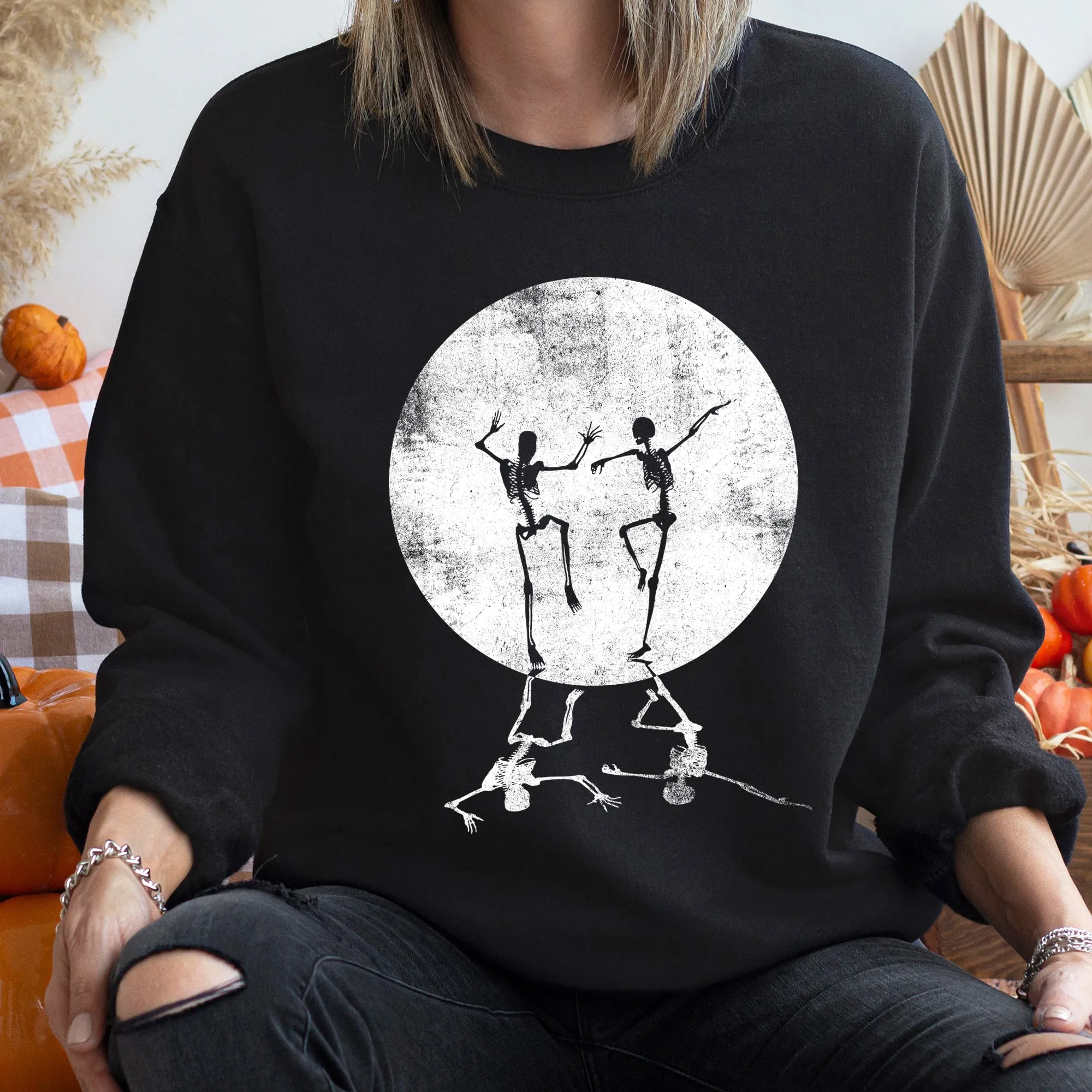 Skeleton Dancing Moon Halloween Sweatshirt sold by Refinery Number One