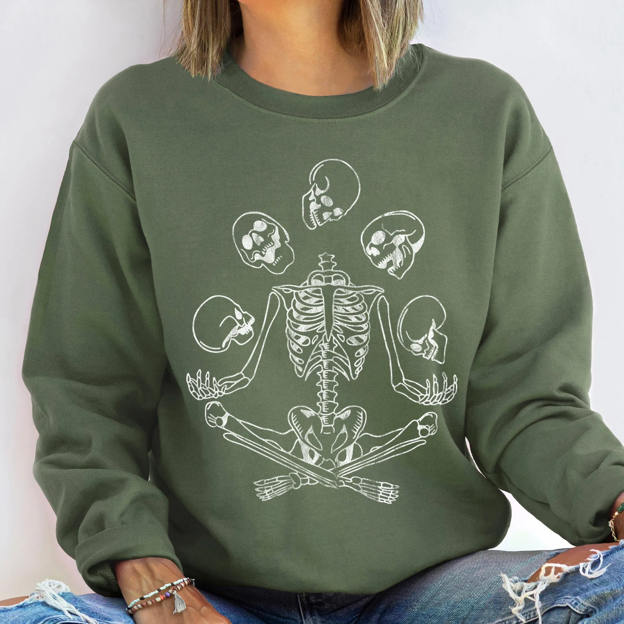 Skeleton Juggling Vintage Halloween Sweatshirt sold by Refinery Number One product image thumbnail 2