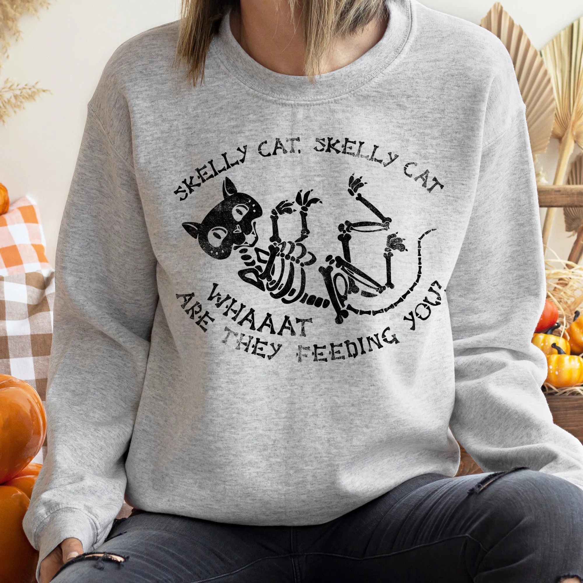 Skelly Cat Vintage Halloween Sweatshirt sold by Refinery Number One product image thumbnail 2