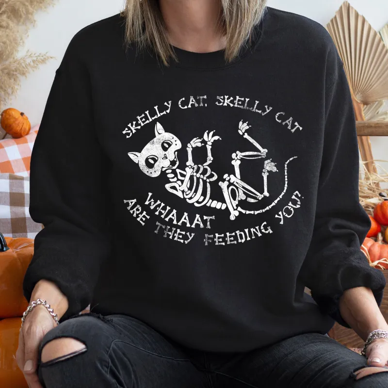 Skelly Cat Halloween Sweatshirt sold by Refinery Number One