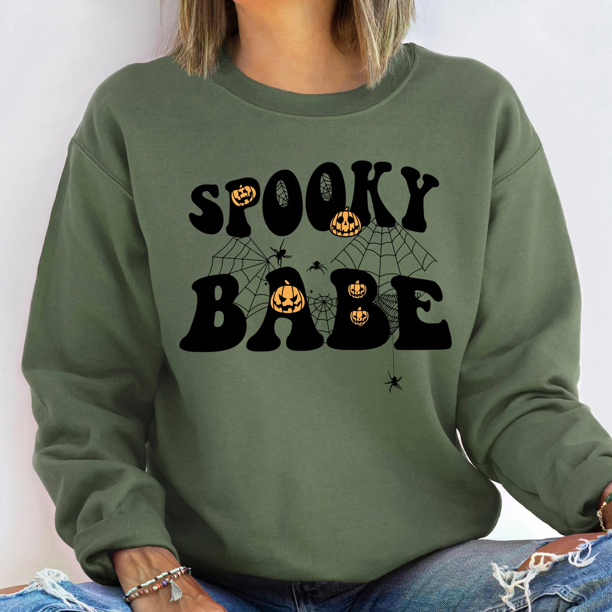 Spooky Babe Vintage Halloween Sweatshirt sold by Refinery Number One product image thumbnail 3