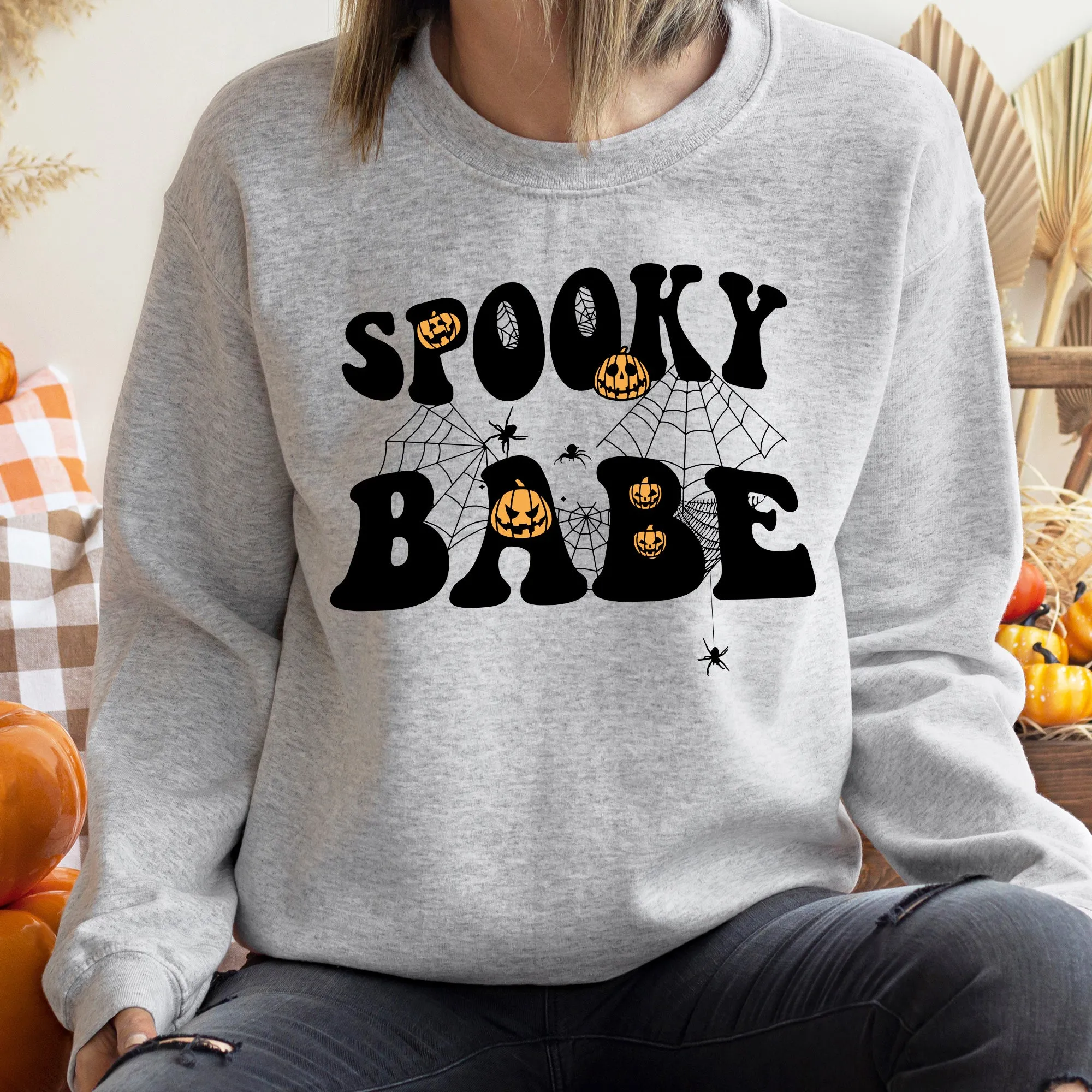 Spooky Babe Vintage Halloween Sweatshirt sold by Refinery Number One product image thumbnail 2