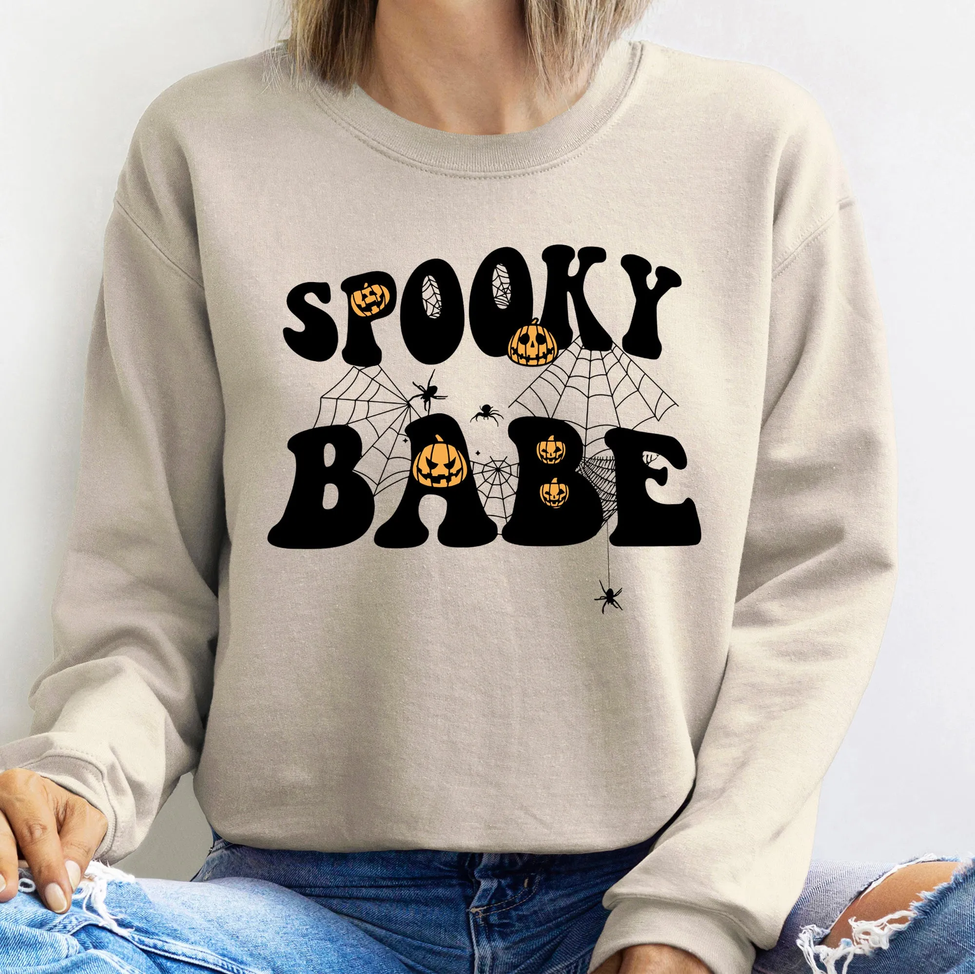 Spooky Babe Vintage Halloween Sweatshirt sold by Refinery Number One product image thumbnail 4