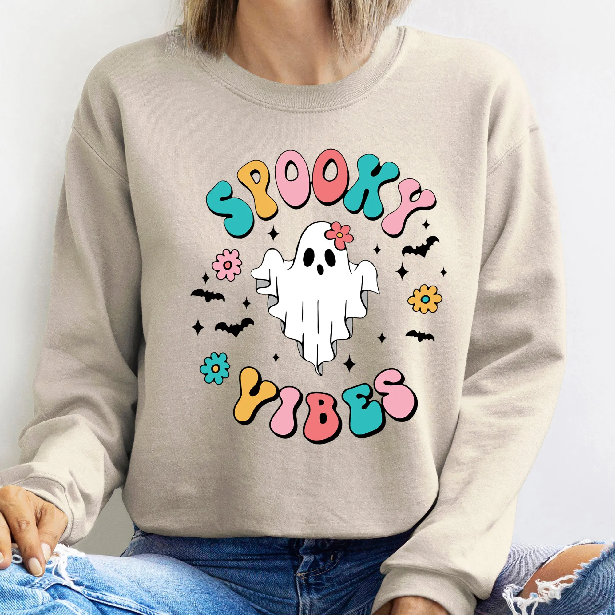 Spooky Vibes Vintage Halloween Sweatshirt sold by Refinery Number One product image thumbnail 5