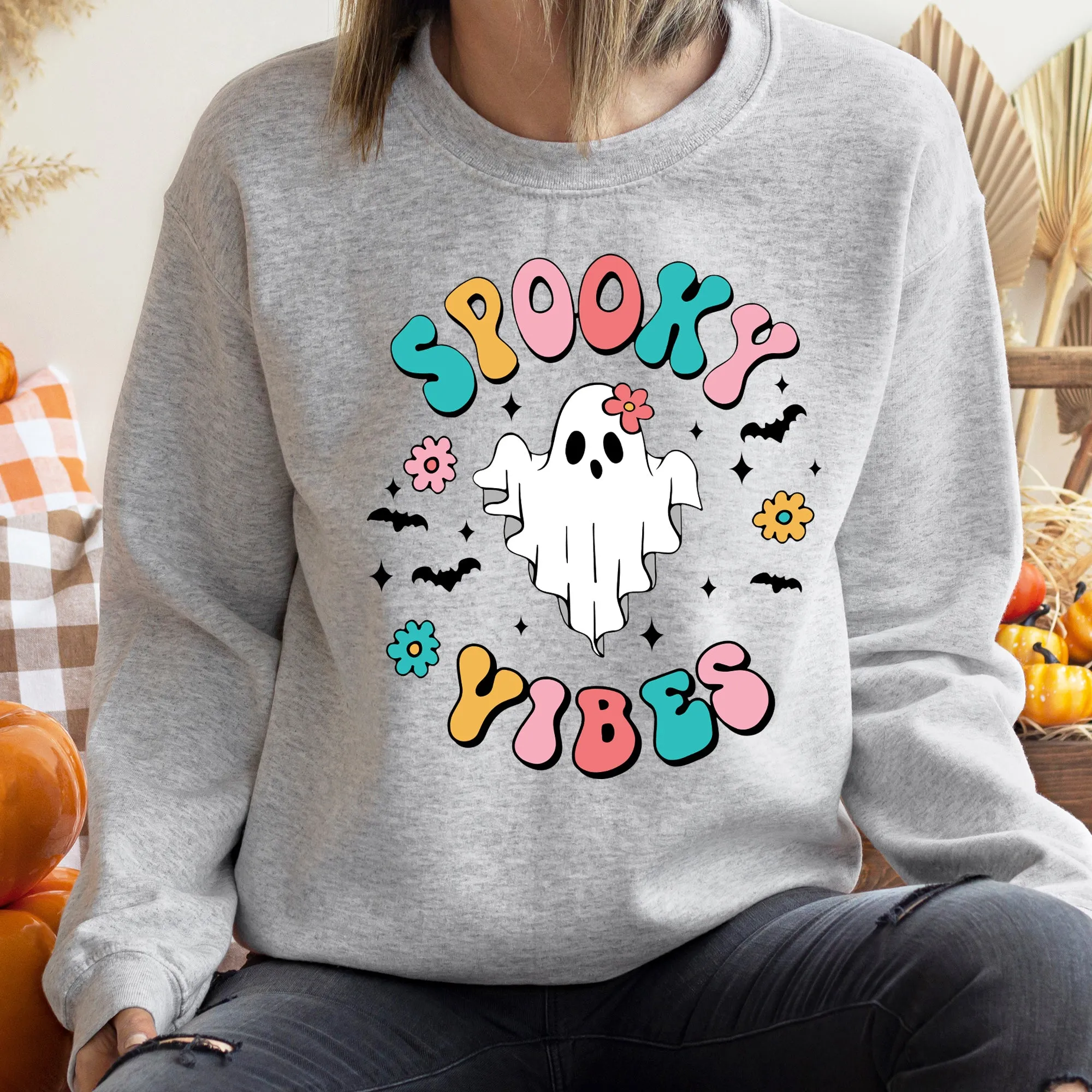 Spooky Vibes Vintage Halloween Sweatshirt sold by Refinery Number One product image thumbnail 2