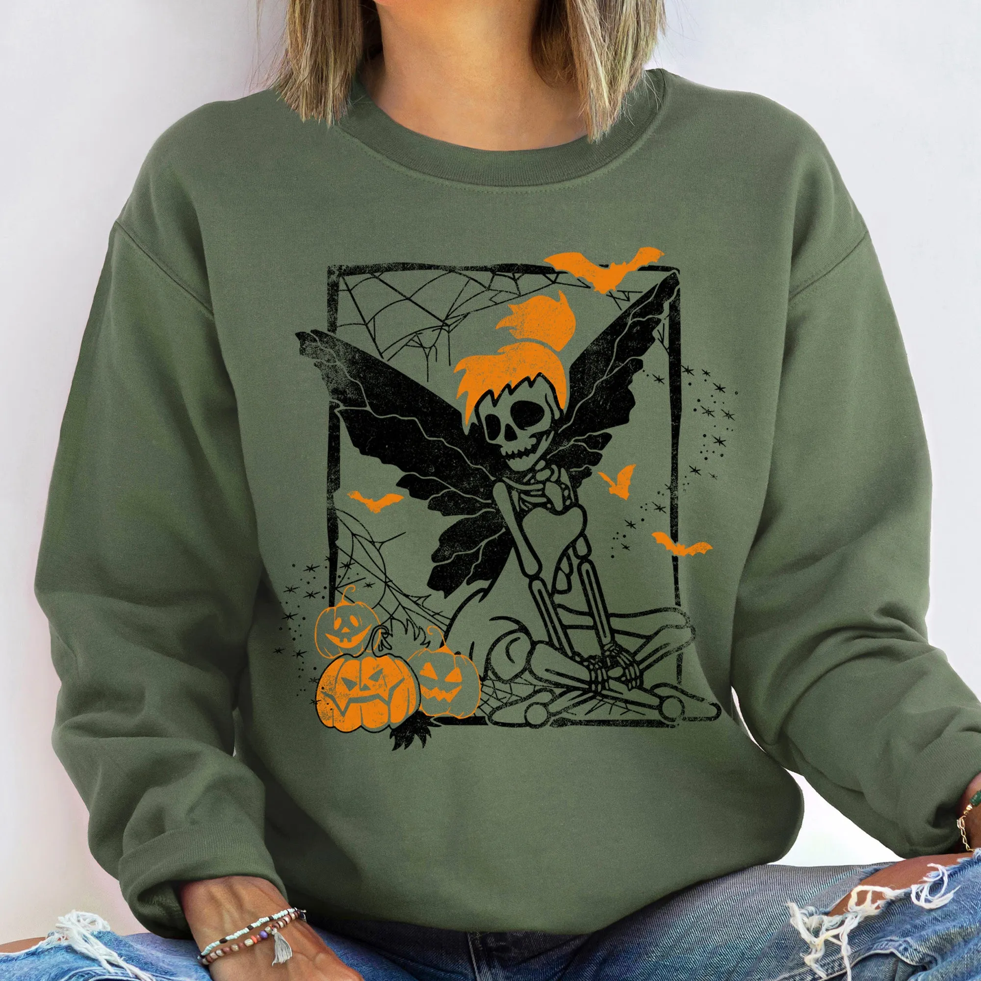 Tinkerbell Skeleton Halloween Sweatshirt sold by Refinery Number One product image thumbnail 3