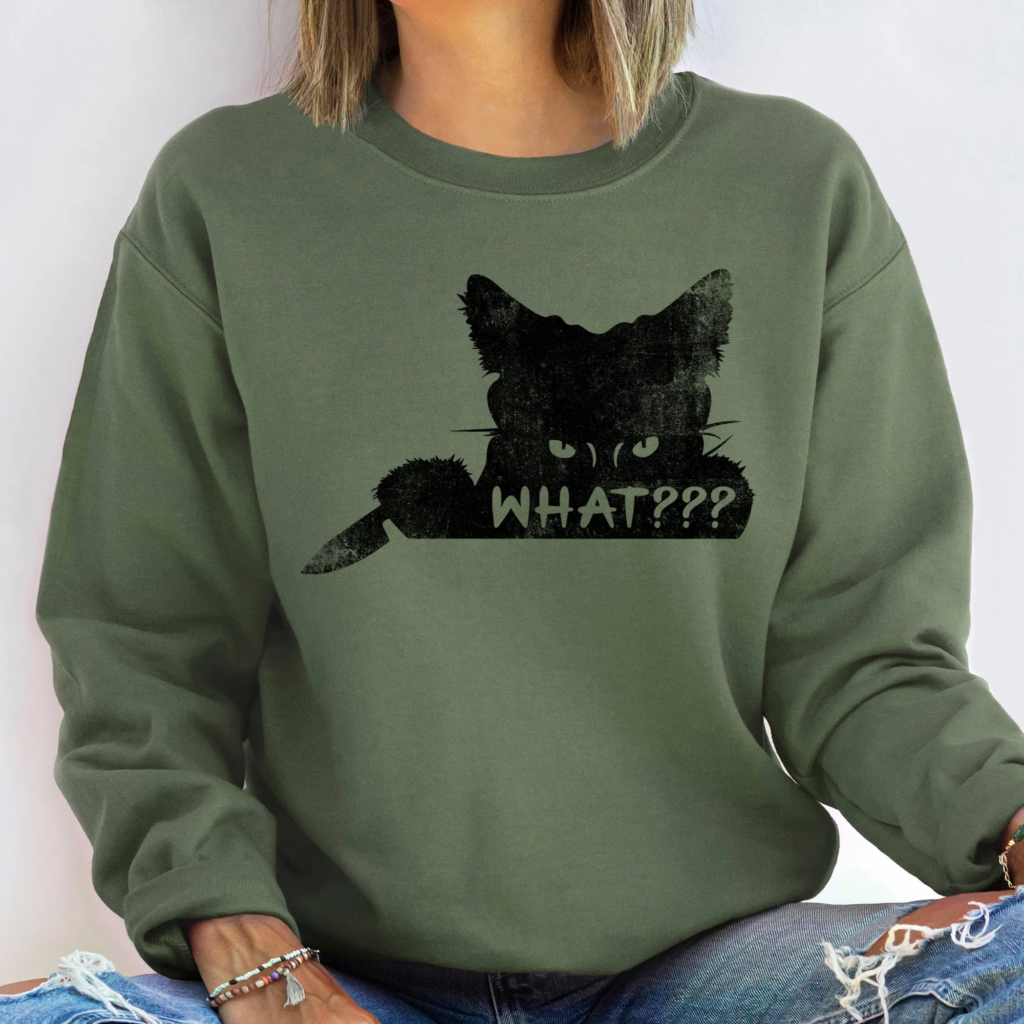 What??? Cat Halloween Sweatshirt sold by Refinery Number One product image thumbnail 3