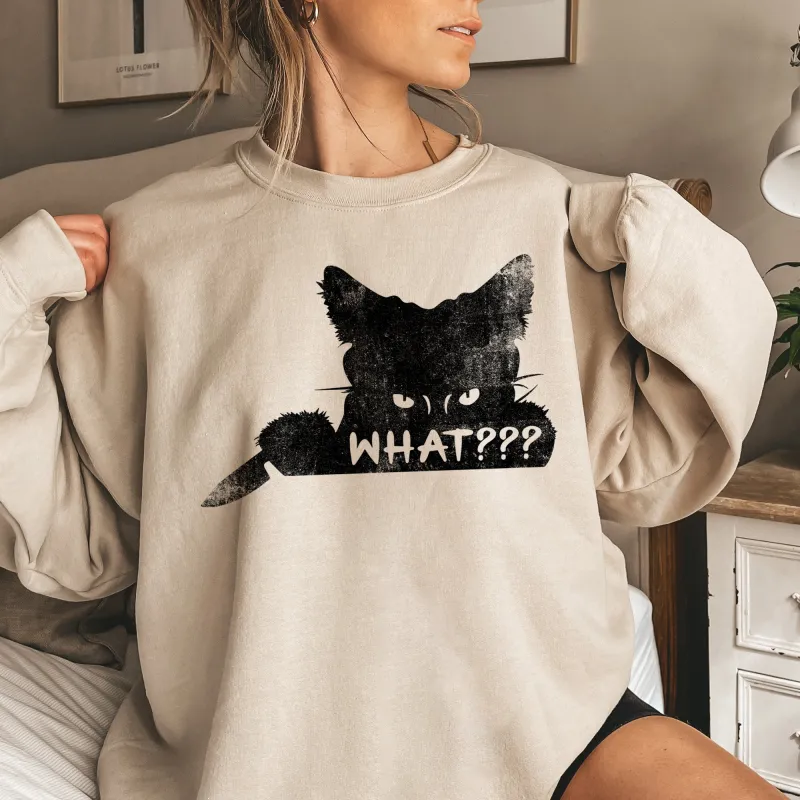 What??? Cat Halloween Sweatshirt sold by Refinery Number One
