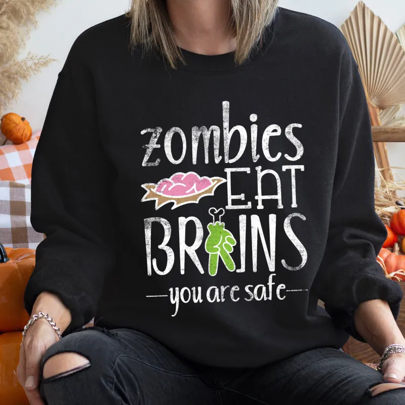 Zombies Eat Brains Vintage Halloween Sweatshirt made by Refinery Number One