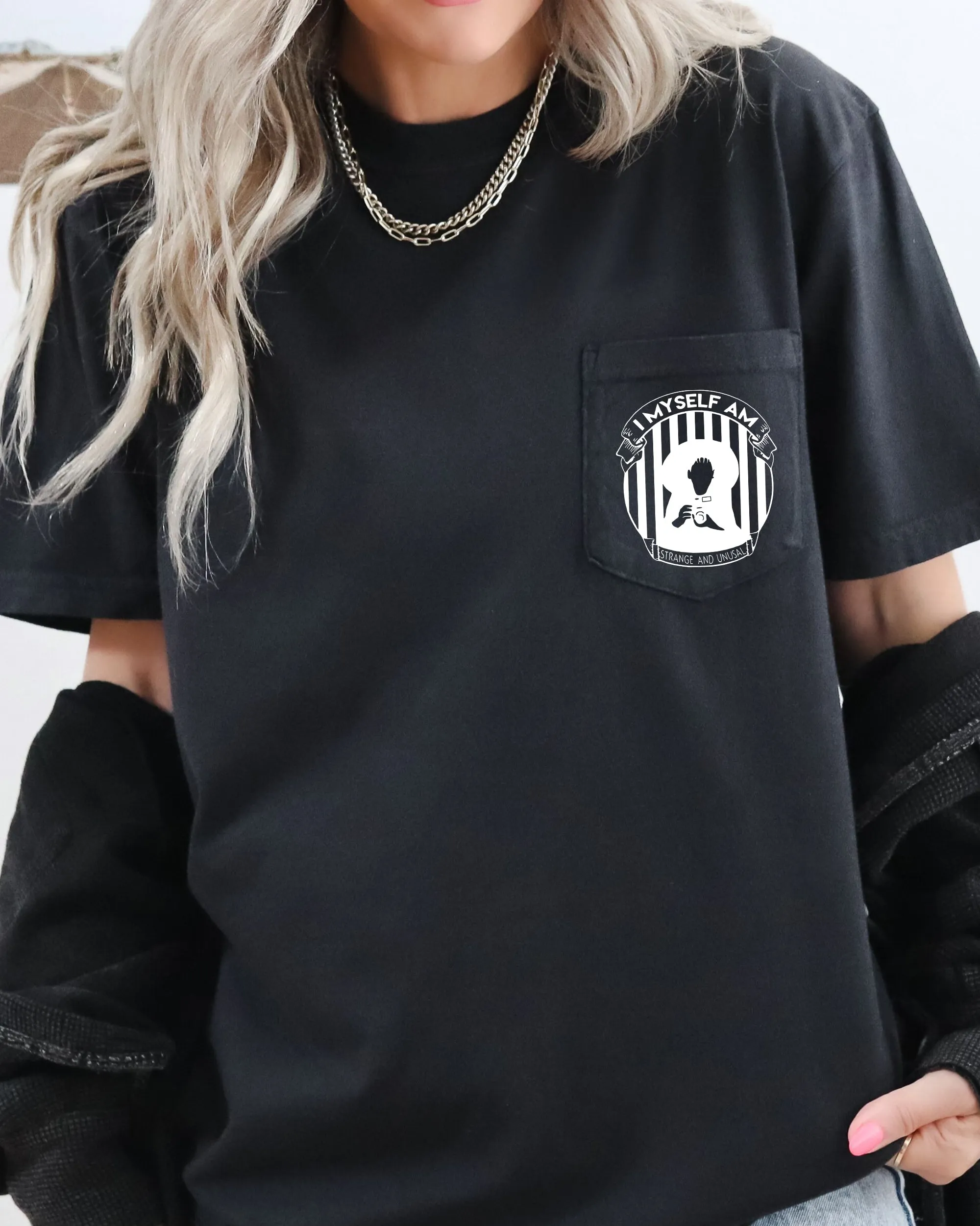 I Myself Am, Strange and Unusual, Halloween Pocket Tee Comfort Colors T-Shirt sold by Refinery Number One product image thumbnail 5