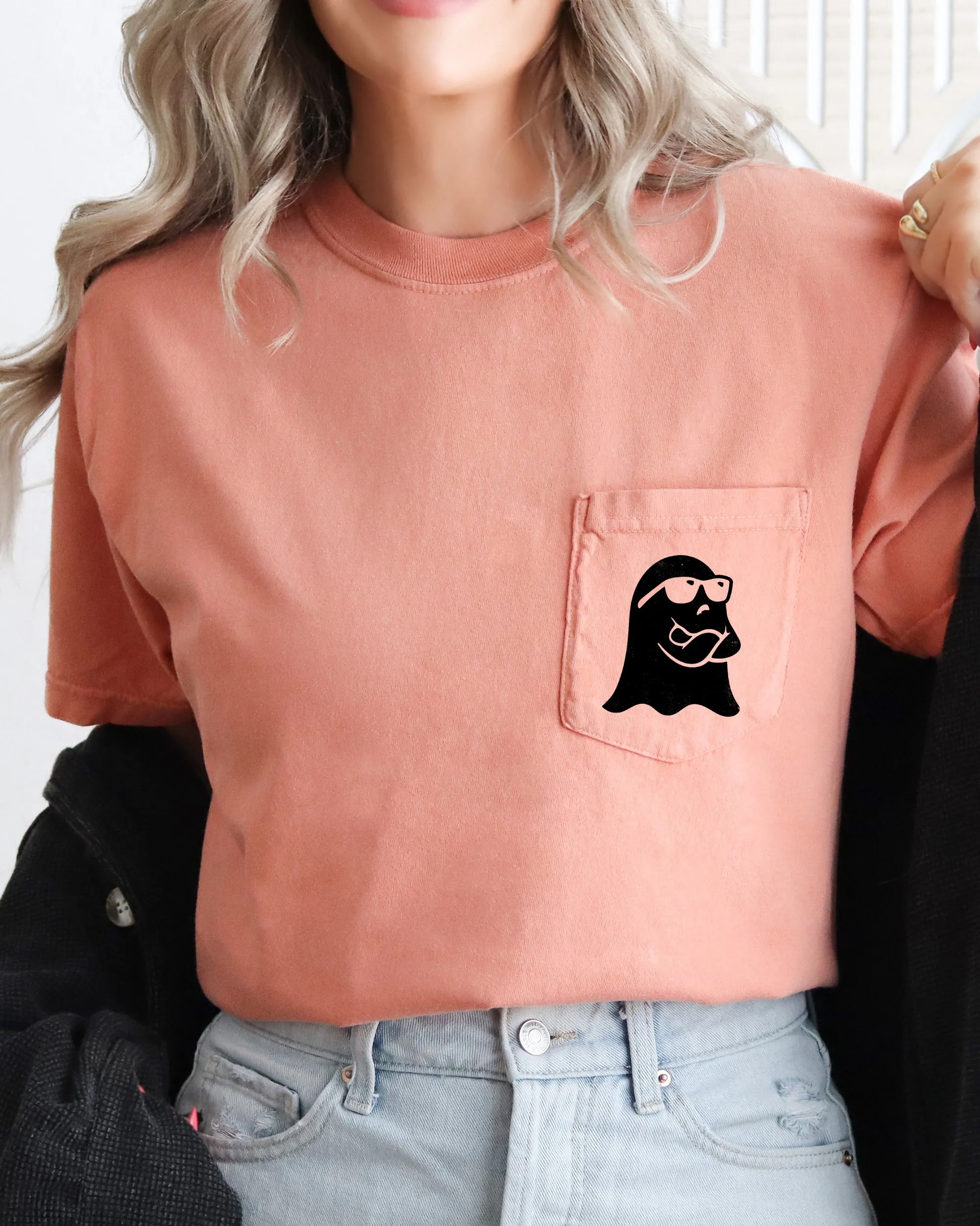 Ghost Arms Crossed, Halloween Pocket Tee Comfort Colors T-Shirt sold by Refinery Number One product image thumbnail 4