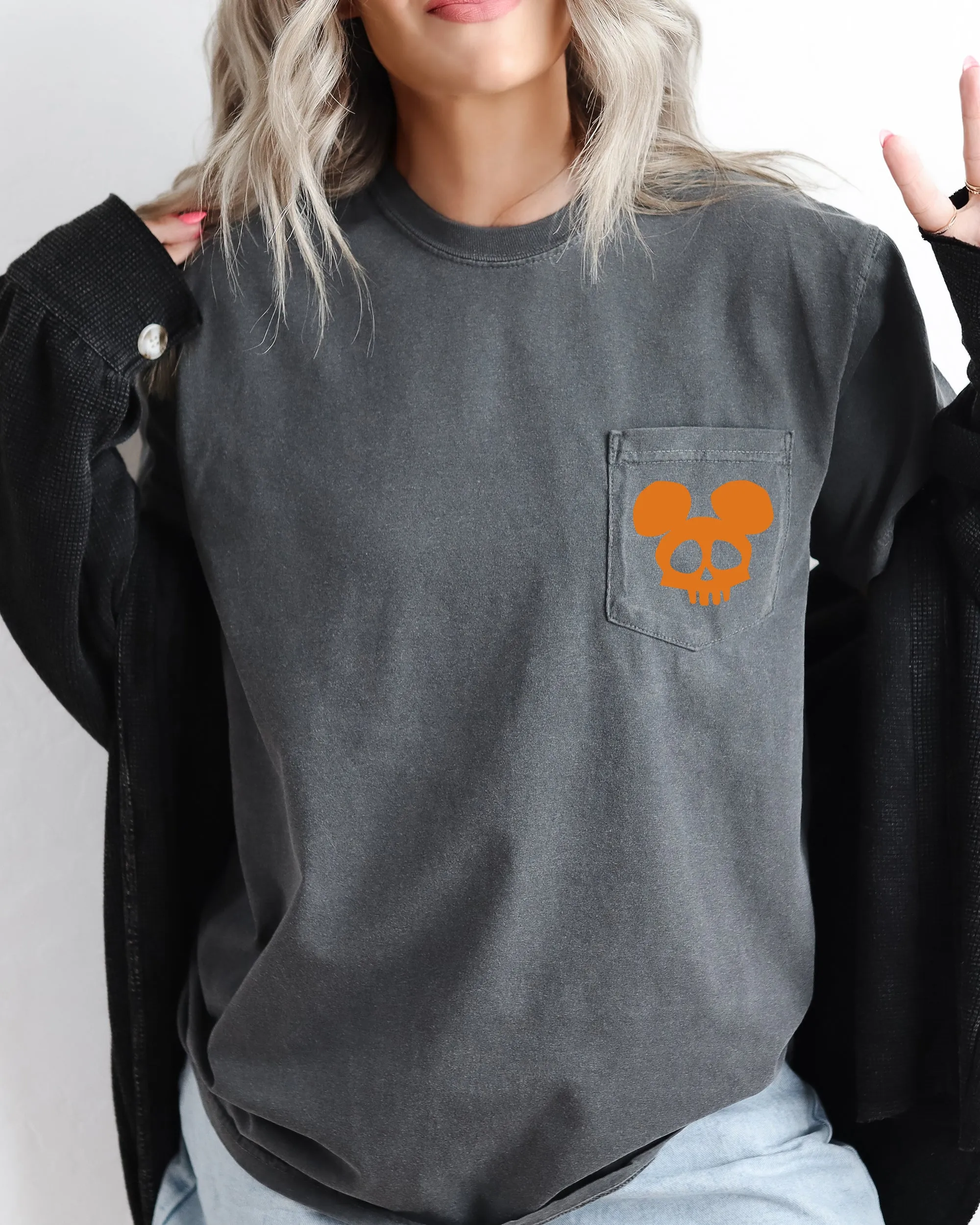 Mouse Skull, Spooky, Halloween Pocket Tee Comfort Colors T-Shirt sold by Refinery Number One product image thumbnail 5