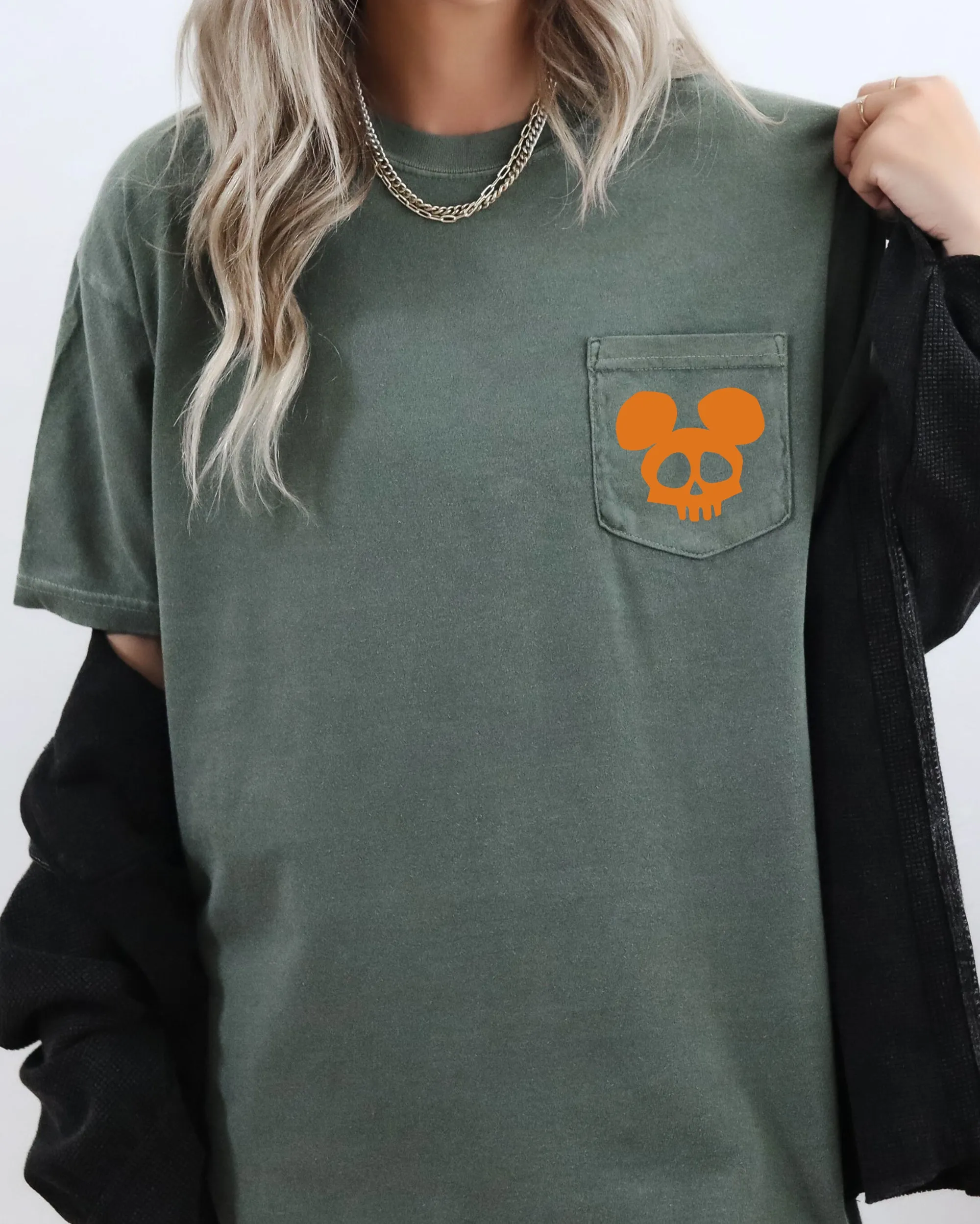 Mouse Skull, Spooky, Halloween Pocket Tee Comfort Colors T-Shirt sold by Refinery Number One product image thumbnail 4