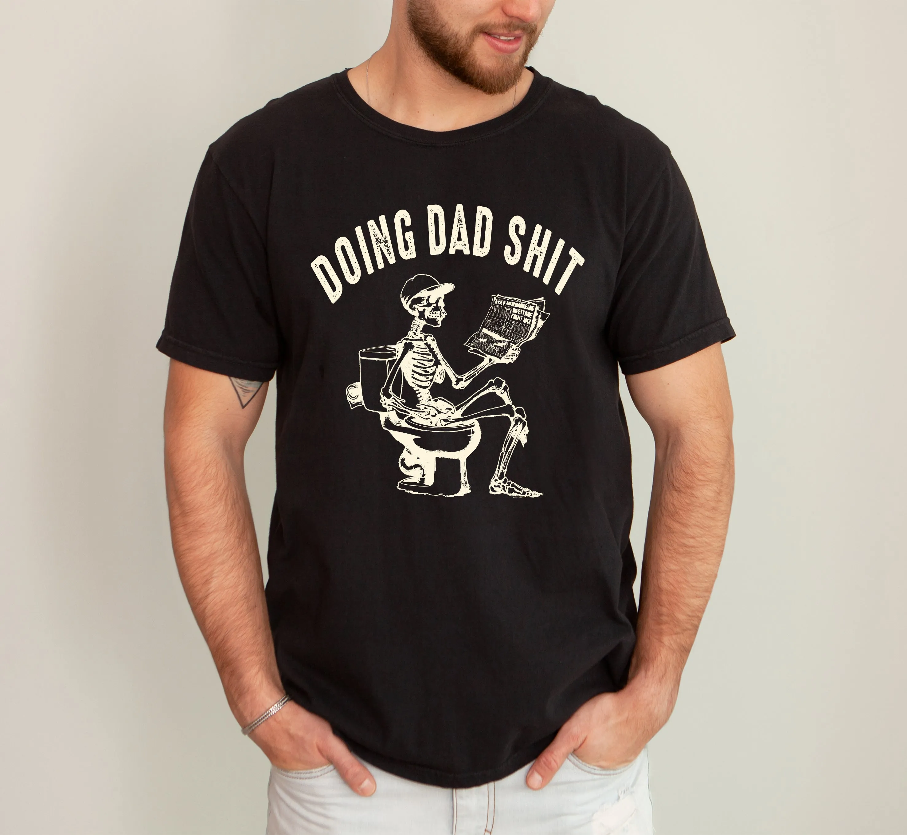 Doing Dad Shit, Skeleton, Toilet, Funny, Humorous, Father's Day, Fatherhood, Halloween Tshirt Comfort Colors T-Shirt sold by Refinery Number One