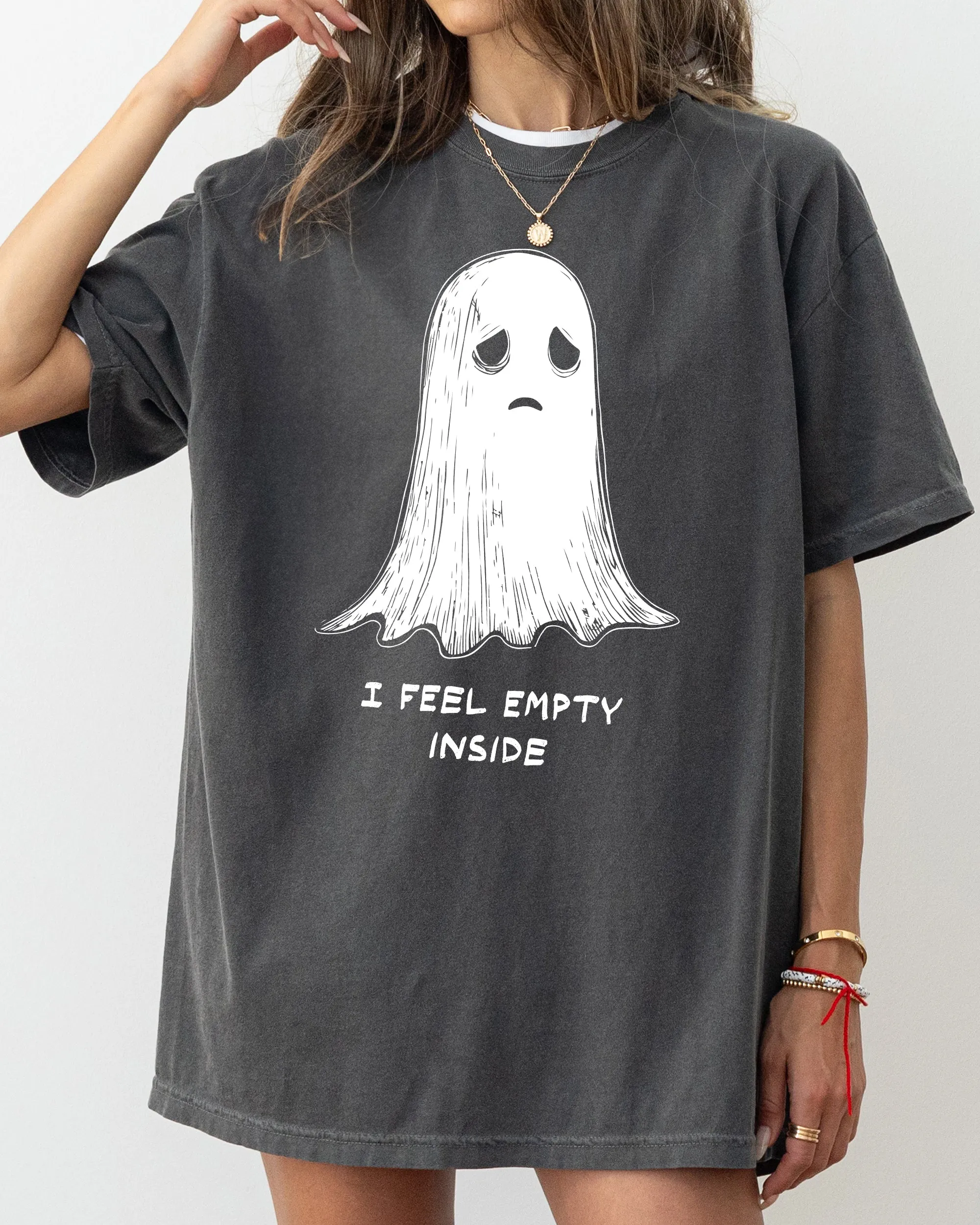 I Feel Empty Inside, Ghost, Aesthetic, Funny, Meme, Halloween, Witch, Spooky, Costume, Skeleton, Mental Health Tshirt Comfort Colors T-Shirt sold by Refinery Number One product image thumbnail 3
