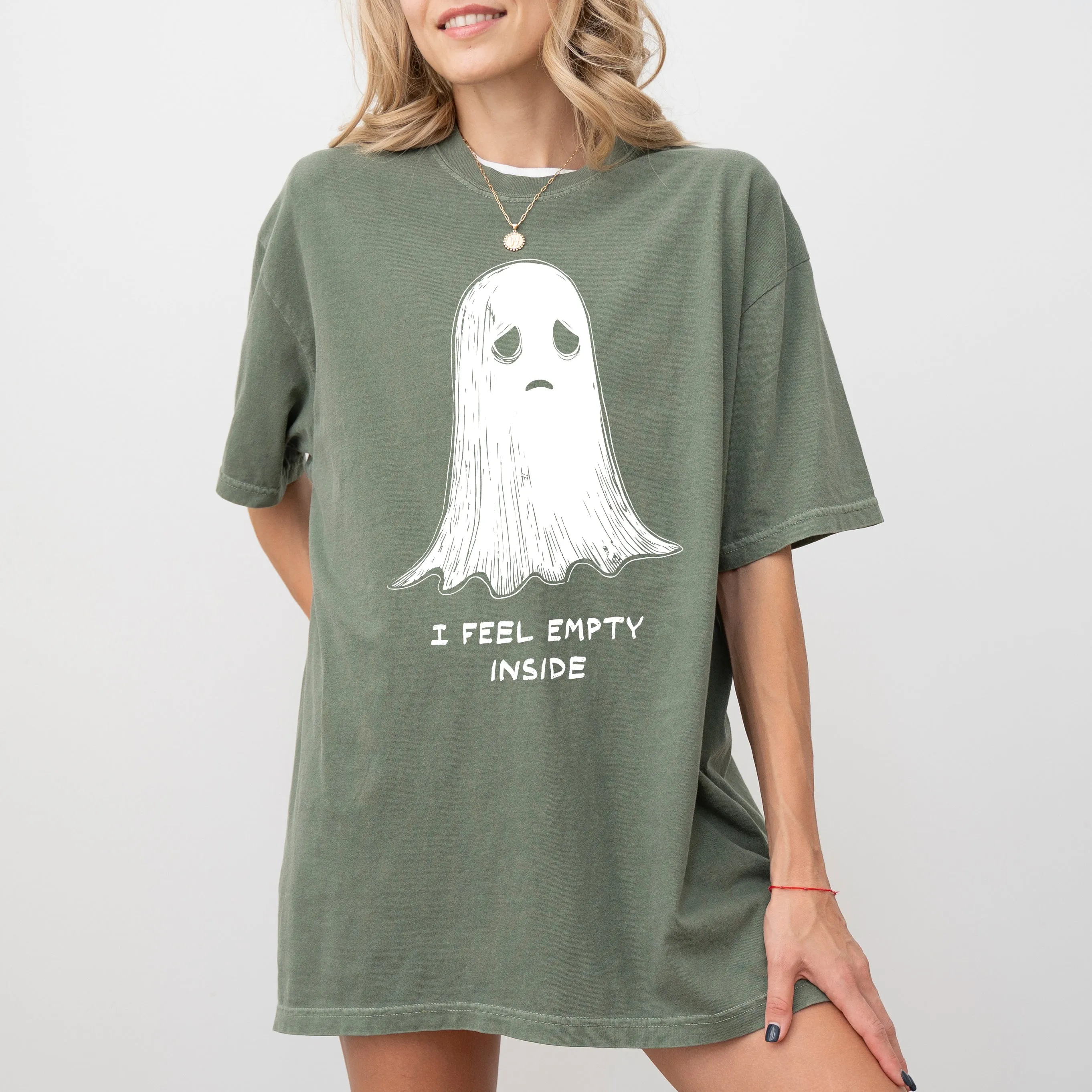I Feel Empty Inside, Ghost, Aesthetic, Funny, Meme, Halloween, Witch, Spooky, Costume, Skeleton, Mental Health Tshirt Comfort Colors T-Shirt sold by Refinery Number One product image thumbnail 2