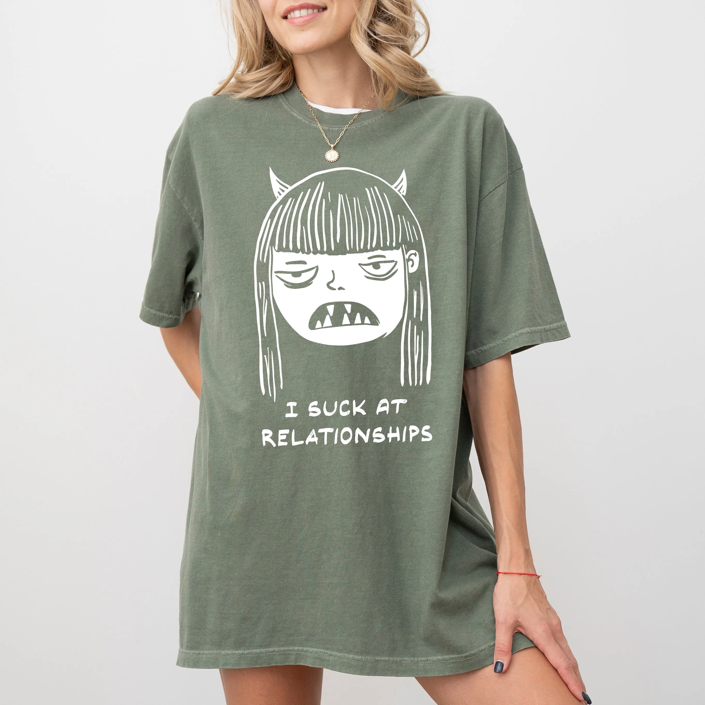 I Suck At Relationships Witch Halloween Spooky Skeleton Macabre Comfort Colors Tee sold by Refinery Number One product image thumbnail 3