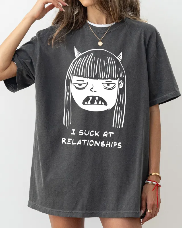 I Suck At Relationships, Witch, Aesthetic, Love Life, Funny, Meme, Halloween, Spooky, Costume, Skeleton Tshirt Comfort Colors T-Shirt sold by Refinery Number One