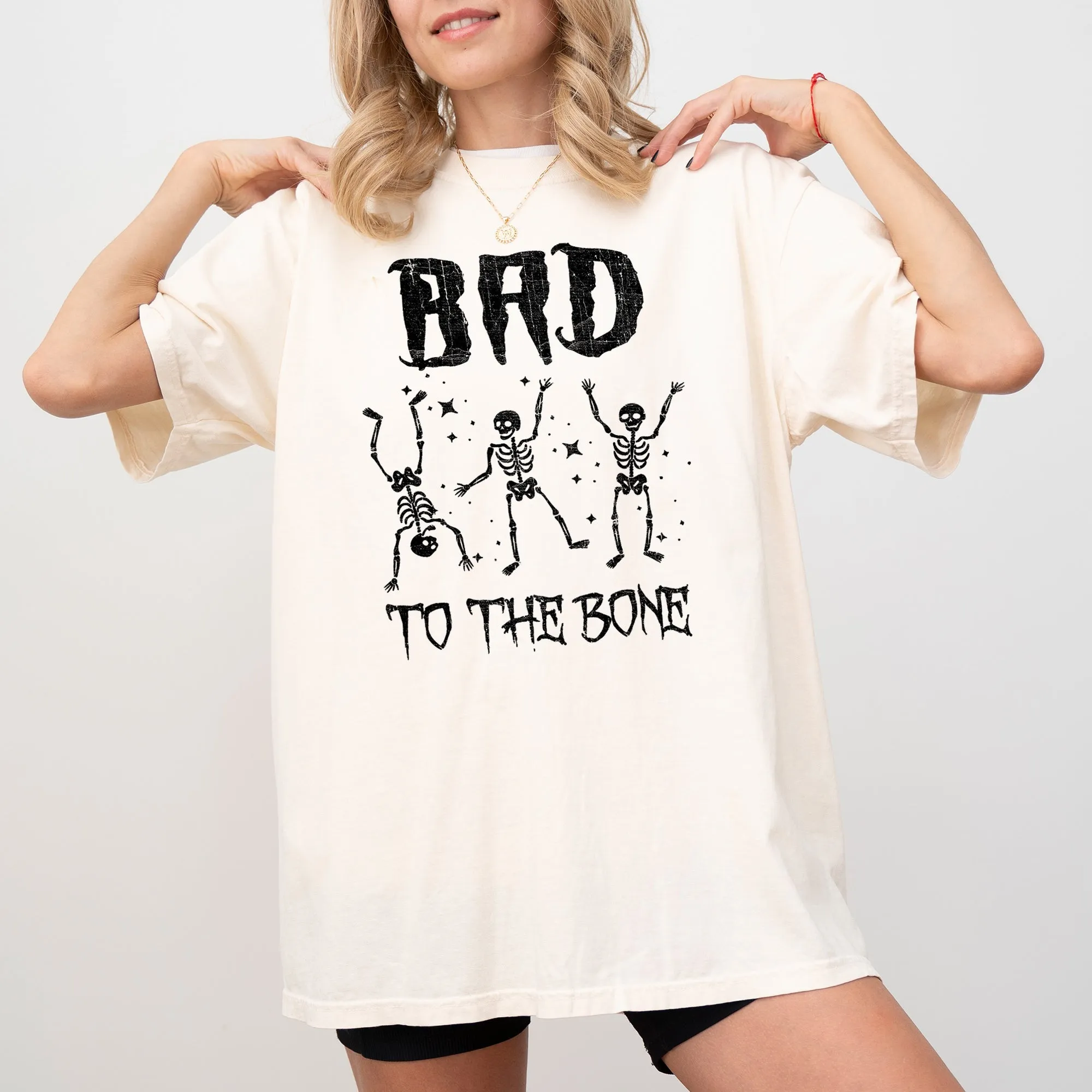 Bad To The Bone Skeleton Witch Halloween Spooky Vintage Gothic Motifs And Timeless Charm Comfort Colors Tee sold by Refinery Number One product image thumbnail 2