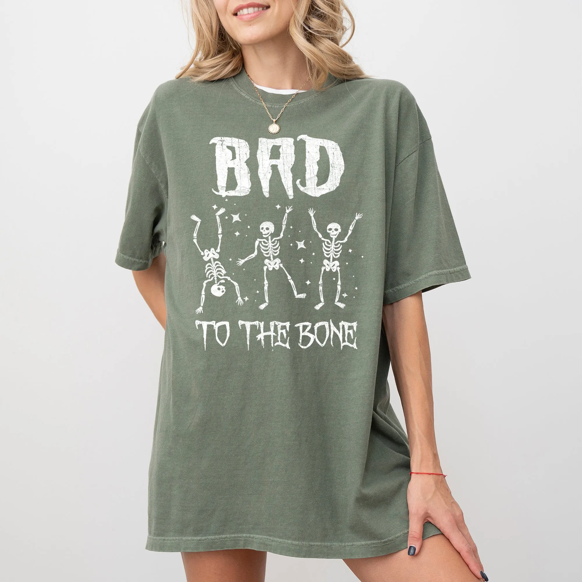 Bad To The Bone Skeleton Witch Halloween Spooky Vintage Gothic Motifs And Timeless Charm Comfort Colors Tee sold by Refinery Number One product image thumbnail 5