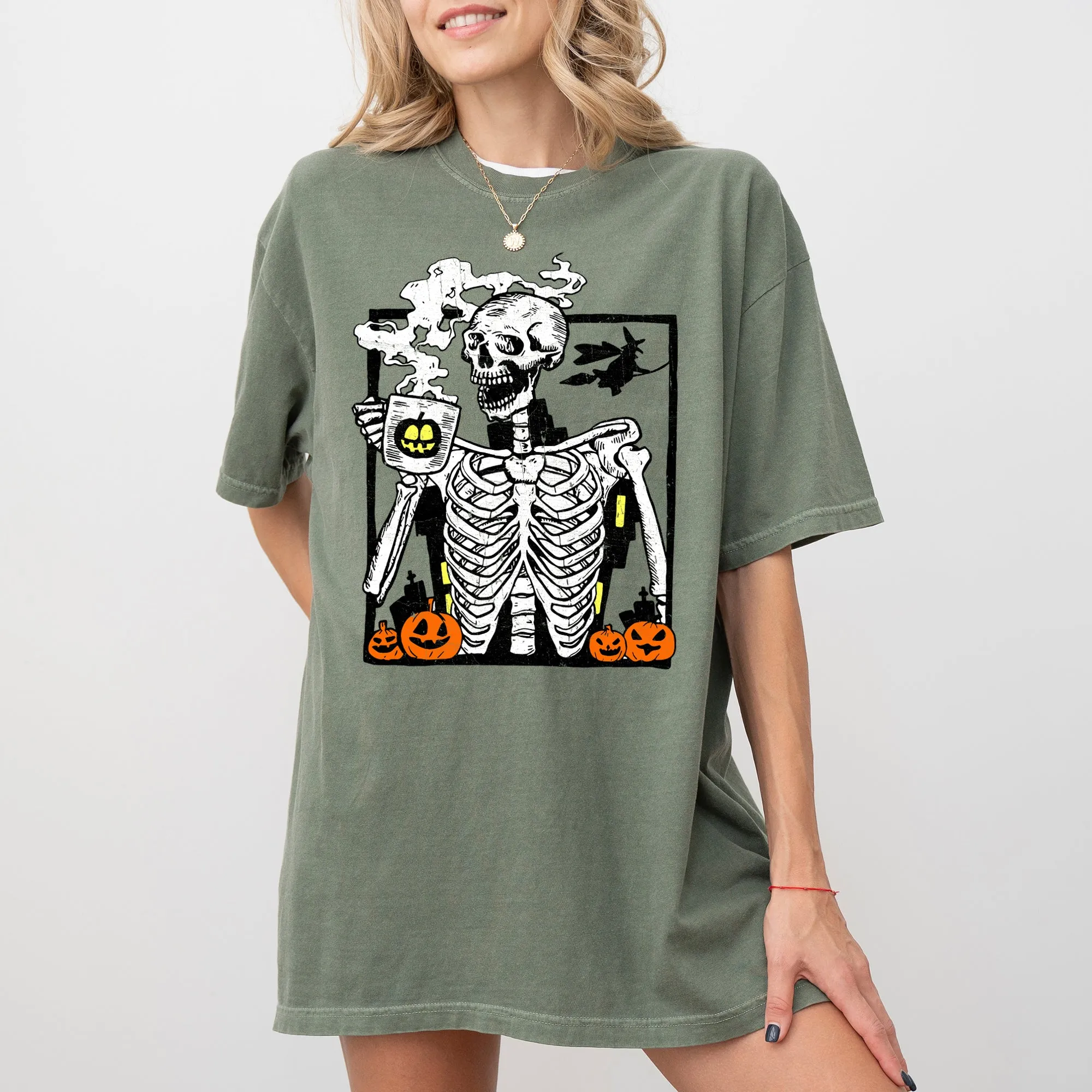Coffee Lover Skeleton, Funny, Witch, Aesthetic, Meme, Halloween, Spooky, Costume, Tshirt Comfort Colors T-Shirt sold by Refinery Number One product image thumbnail 2