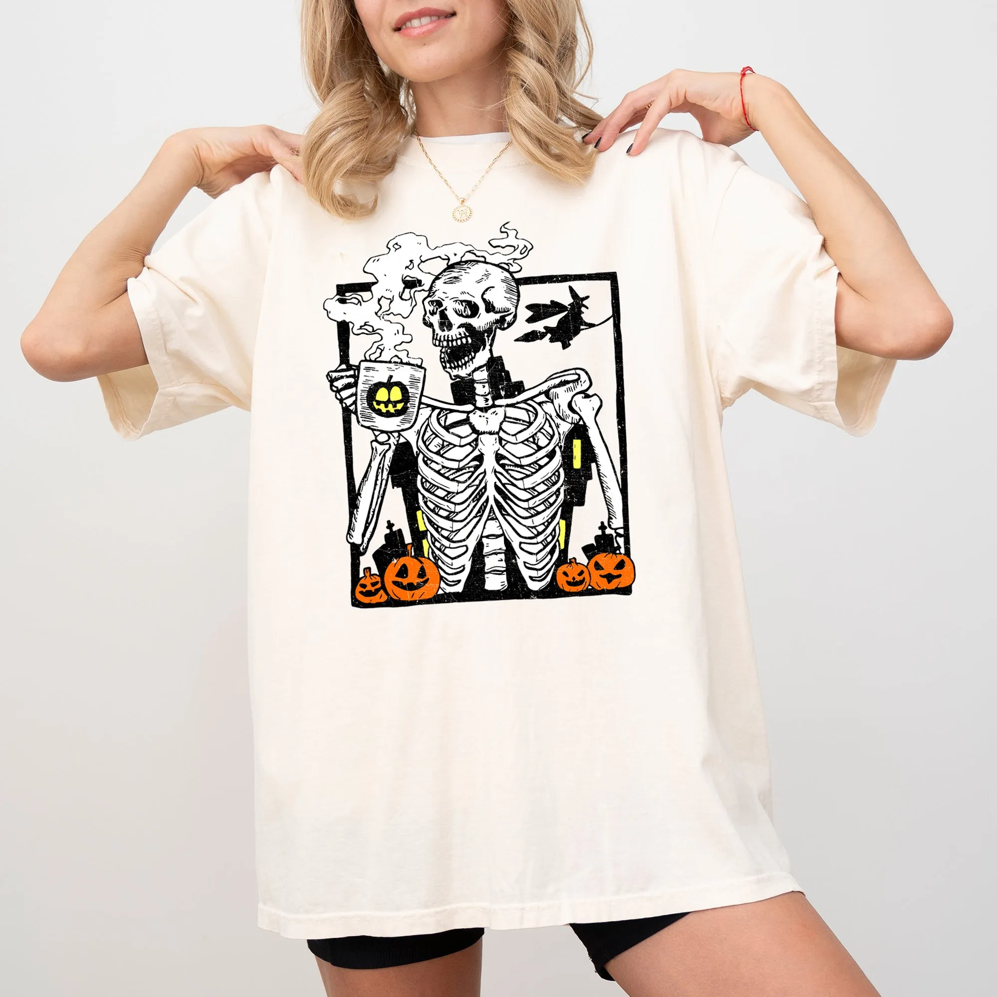 Coffee Lover Skeleton, Funny, Witch, Aesthetic, Meme, Halloween, Spooky, Costume, Tshirt Comfort Colors T-Shirt sold by Refinery Number One product image thumbnail 4