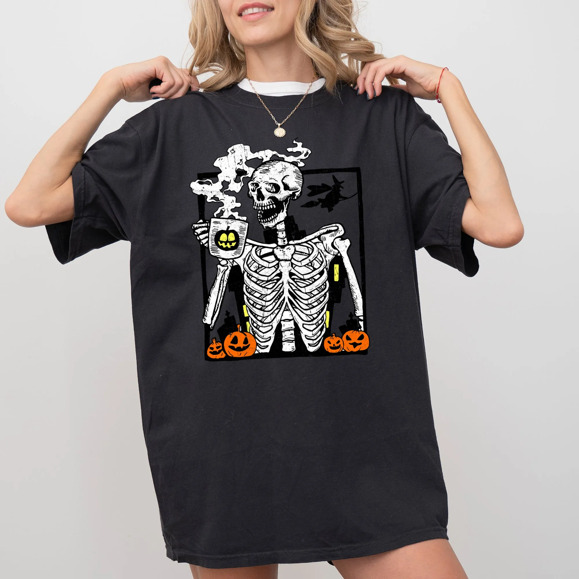 Coffee Lover Skeleton, Funny, Witch, Aesthetic, Meme, Halloween, Spooky, Costume, Tshirt Comfort Colors T-Shirt sold by Refinery Number One product image thumbnail 5