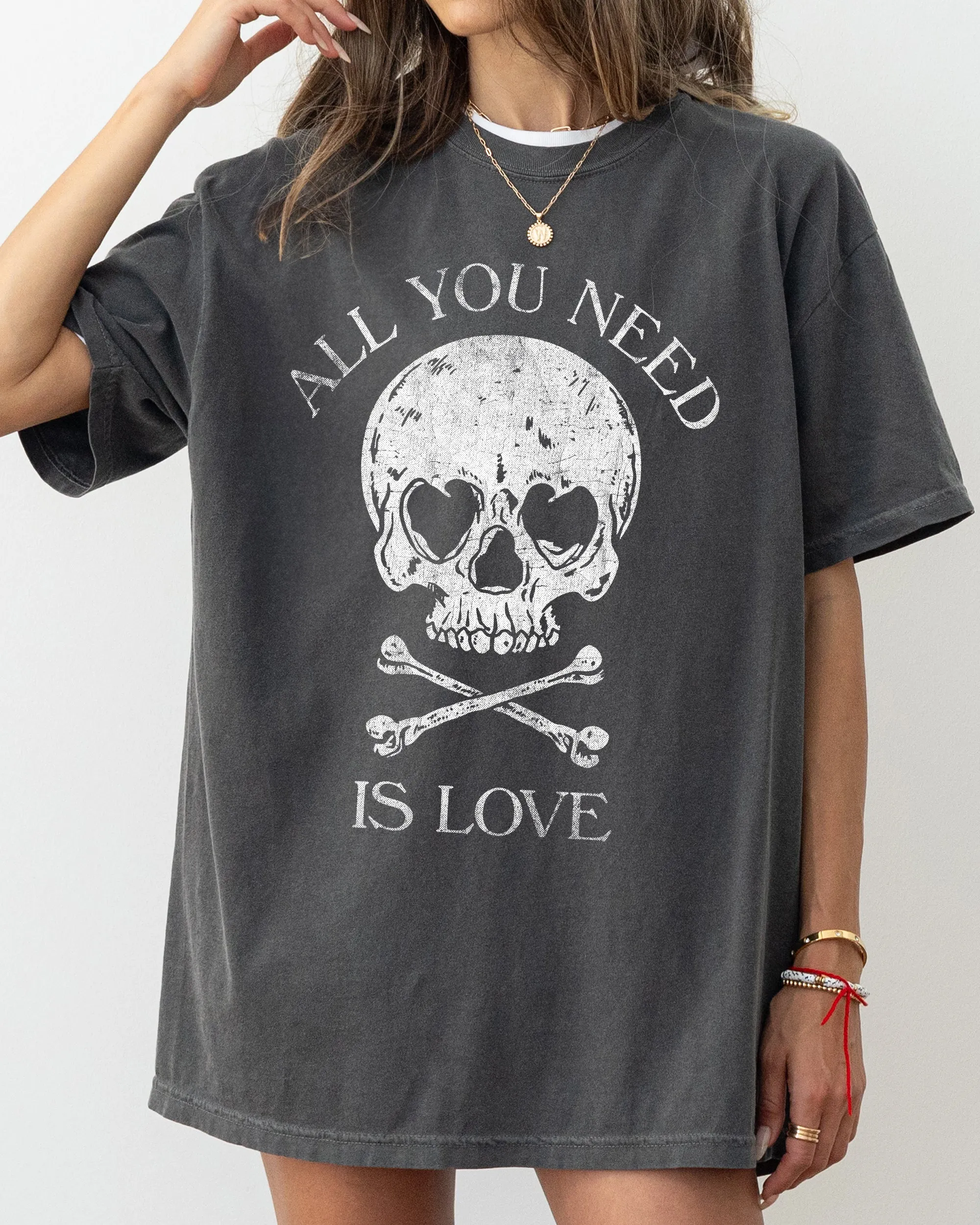 All You Need Is Love, Skull, Funny, Witch, Aesthetic, Meme, Halloween, Spooky, Costume, Tshirt Comfort Colors T-Shirt sold by Refinery Number One