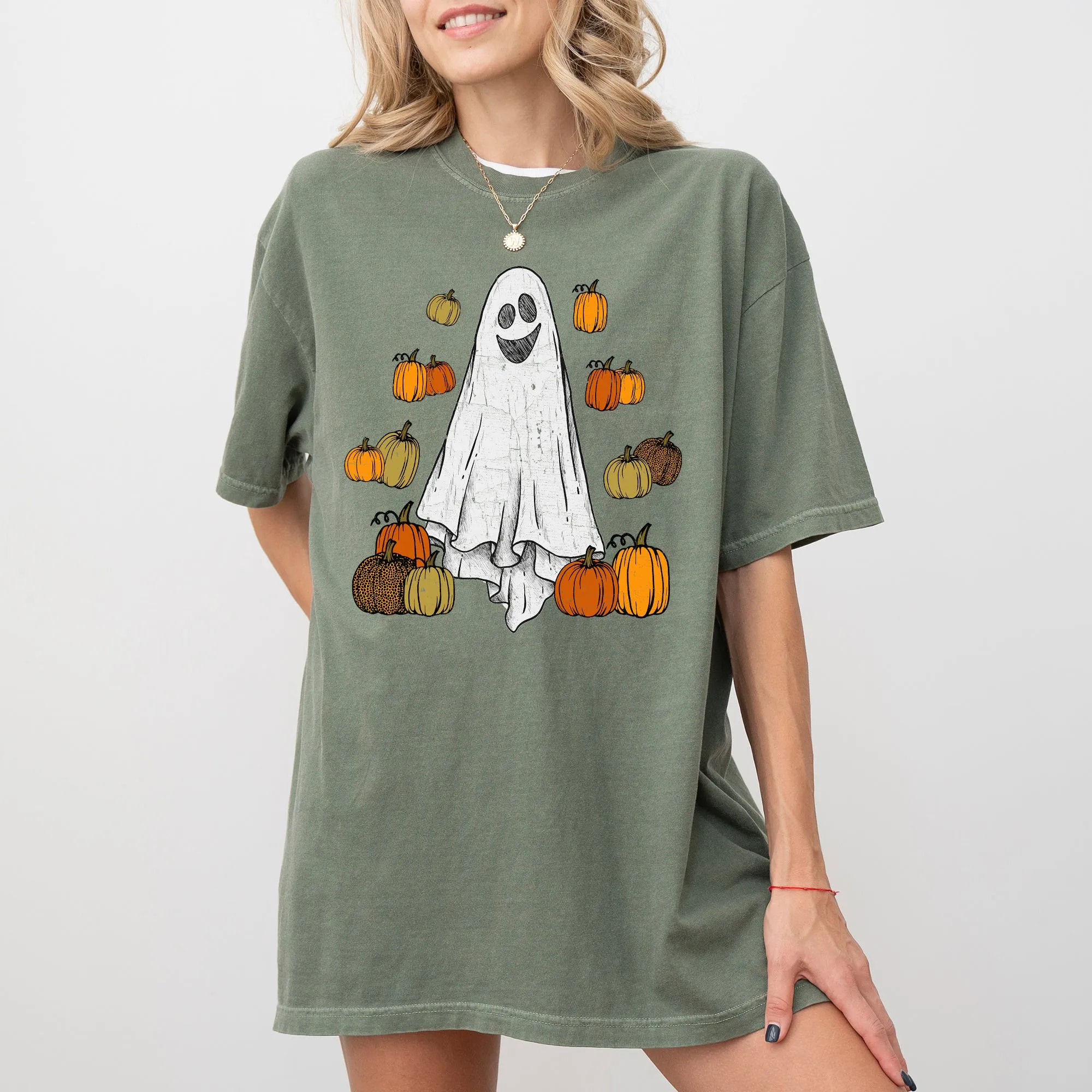 Ghost and Pumpkins, Skeleton, Ghost, Funny, Witch, Aesthetic, Meme, Halloween, Spooky, Costume, Tshirt Comfort Colors T-Shirt sold by Refinery Number One