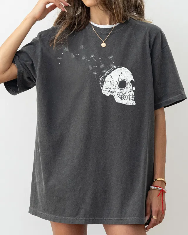 Dandelion Skull, Spooky, Skeleton, Funny, Witch, Aesthetic, Meme, Halloween, Costume, Tshirt Comfort Colors T-Shirt sold by Refinery Number One