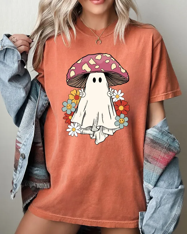 Mushroom Ghost, Skeleton, Spooky, Funny, Witch, Aesthetic, Meme, Halloween, Costume, Tshirt Comfort Colors T-Shirt sold by Refinery Number One