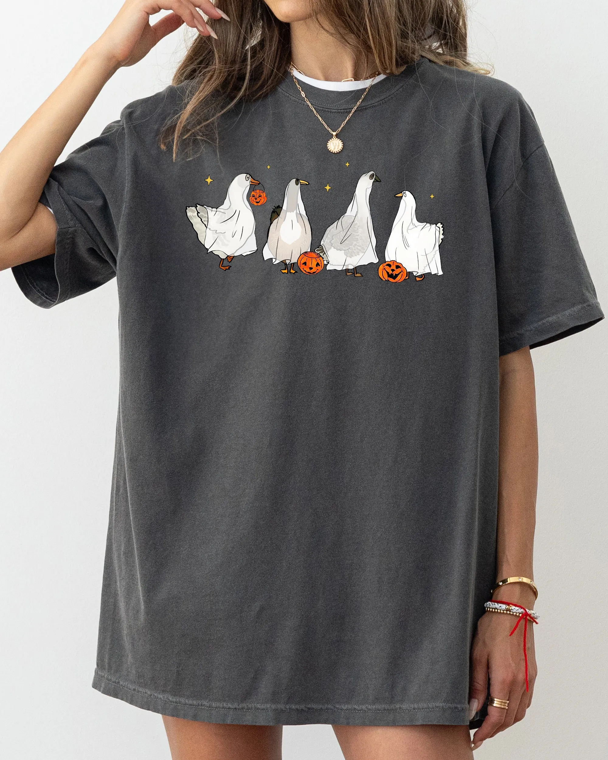 Ghost Geese, Farm, Skeleton, Funny, Pumpkin, Spooky, Witch, Aesthetic, Meme, Halloween, Costume, Tshirt Comfort Colors T-Shirt sold by Refinery Number One