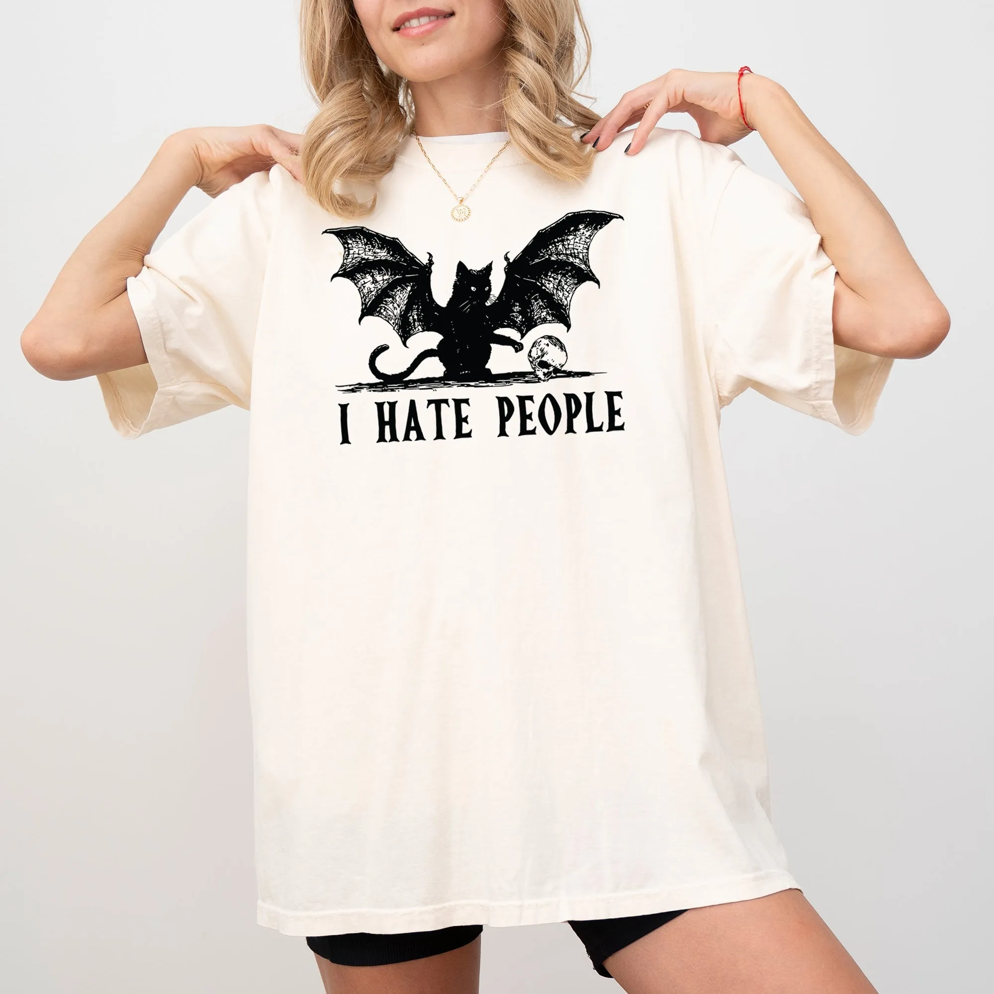 I Hate People, Bat, Skeleton, Funny, Ghost, Spooky, Witch, Aesthetic, Meme, Halloween, Costume, Tshirt Comfort Colors T-Shirt sold by Refinery Number One product image thumbnail 3