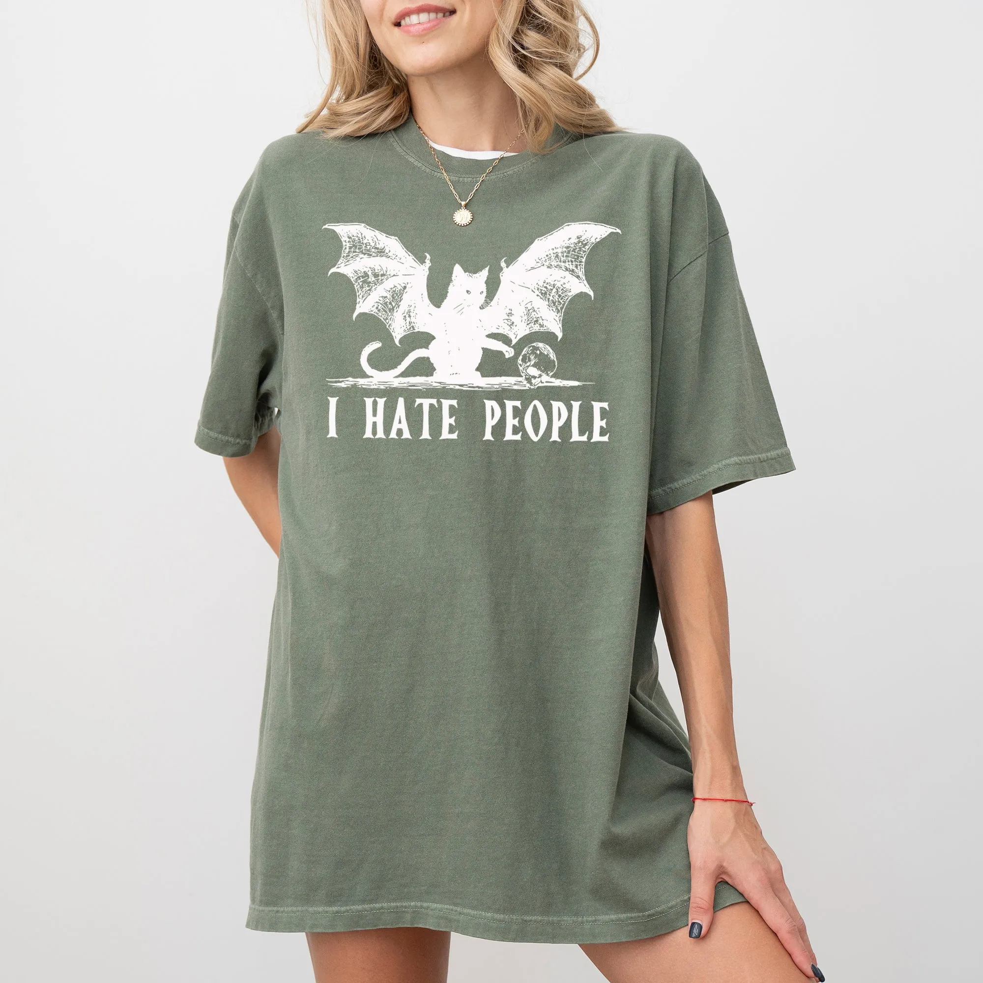I Hate People, Bat, Skeleton, Funny, Ghost, Spooky, Witch, Aesthetic, Meme, Halloween, Costume, Tshirt Comfort Colors T-Shirt sold by Refinery Number One product image thumbnail 5