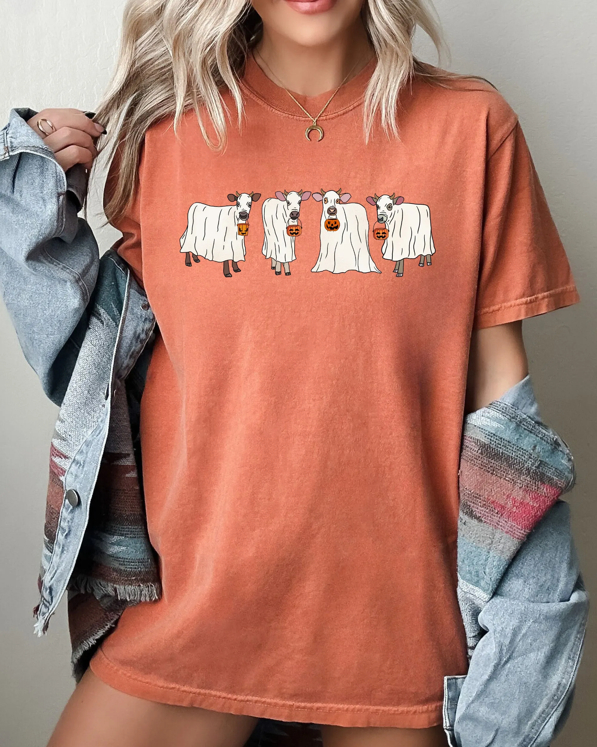 Ghost Cows, Farm, Skeleton, Funny, Spooky, Witch, Aesthetic, Meme, Halloween, Costume, Tshirt Comfort Colors T-Shirt sold by Refinery Number One
