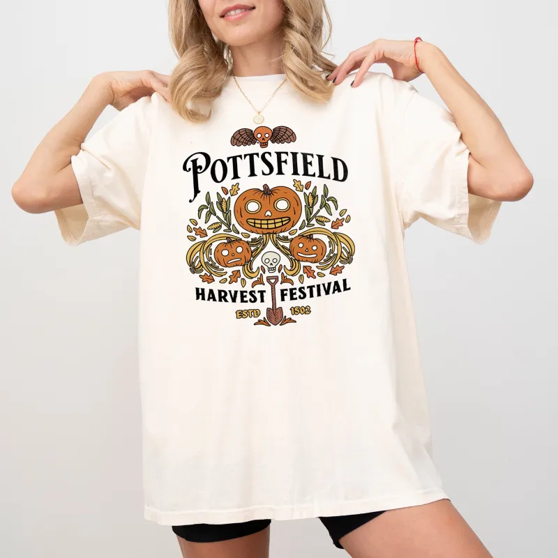 Pottsfield, Harvest Festival, Funny, Spooky, Witch, Aesthetic, Meme, Halloween, Costume, Tshirt Comfort Colors T-Shirt sold by Refinery Number One