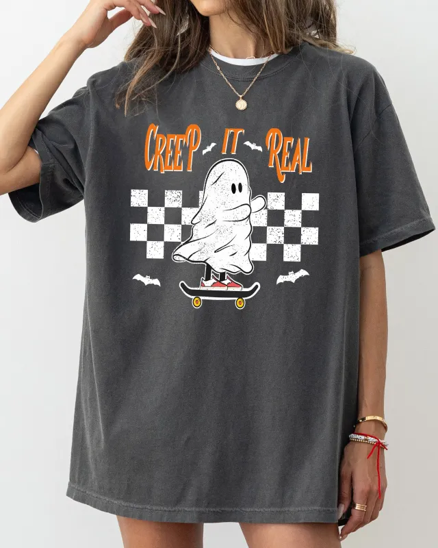 Creep It Real, Ghost, Skeleton, Funny, Spooky, Witch, Aesthetic, Meme, Halloween, Costume, Tshirt Comfort Colors T-Shirt sold by Refinery Number One