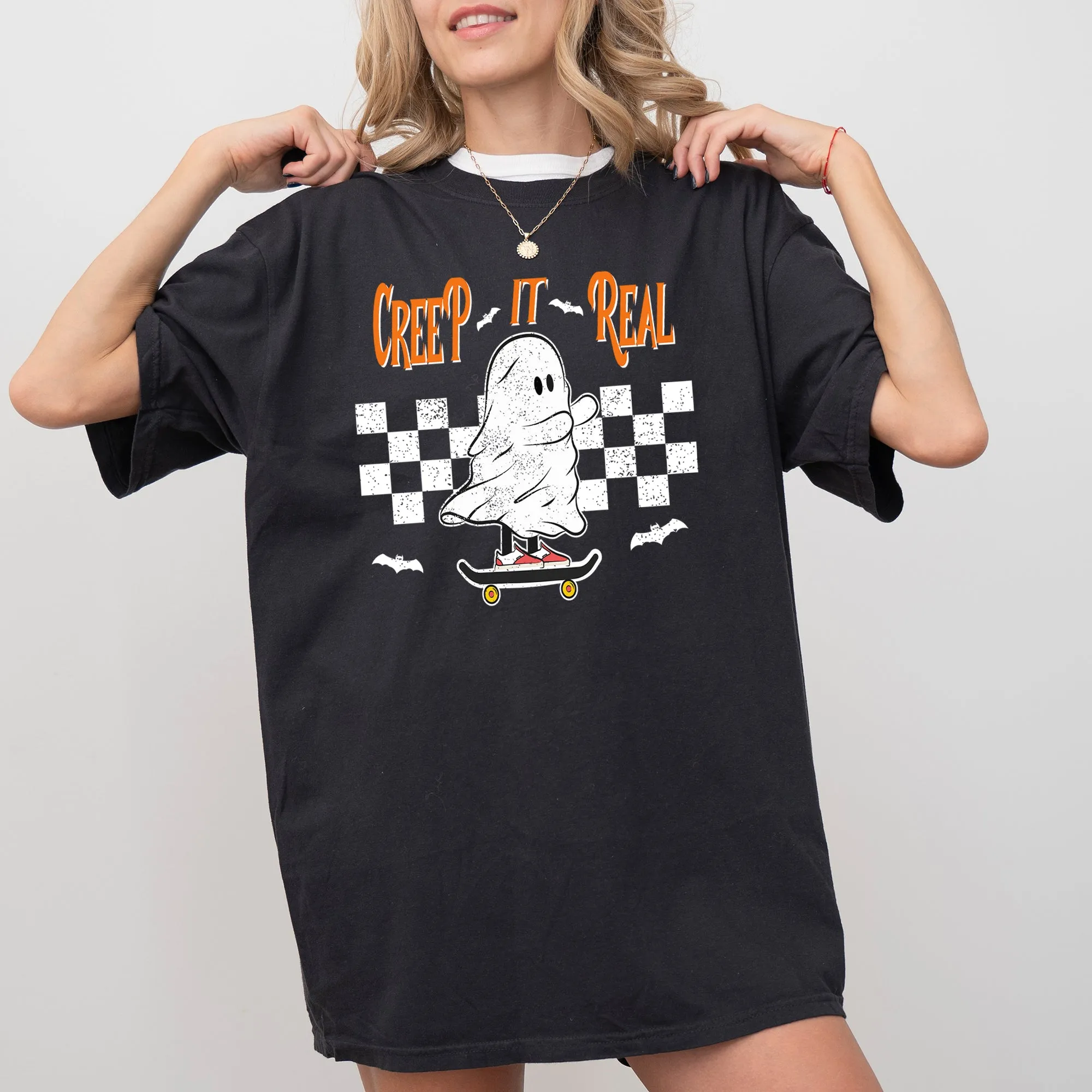 Creep It Real Ghost Skeleton Spooky Witch Halloween Costume T Shirt Comfort Colors Tee sold by Refinery Number One product image thumbnail 2