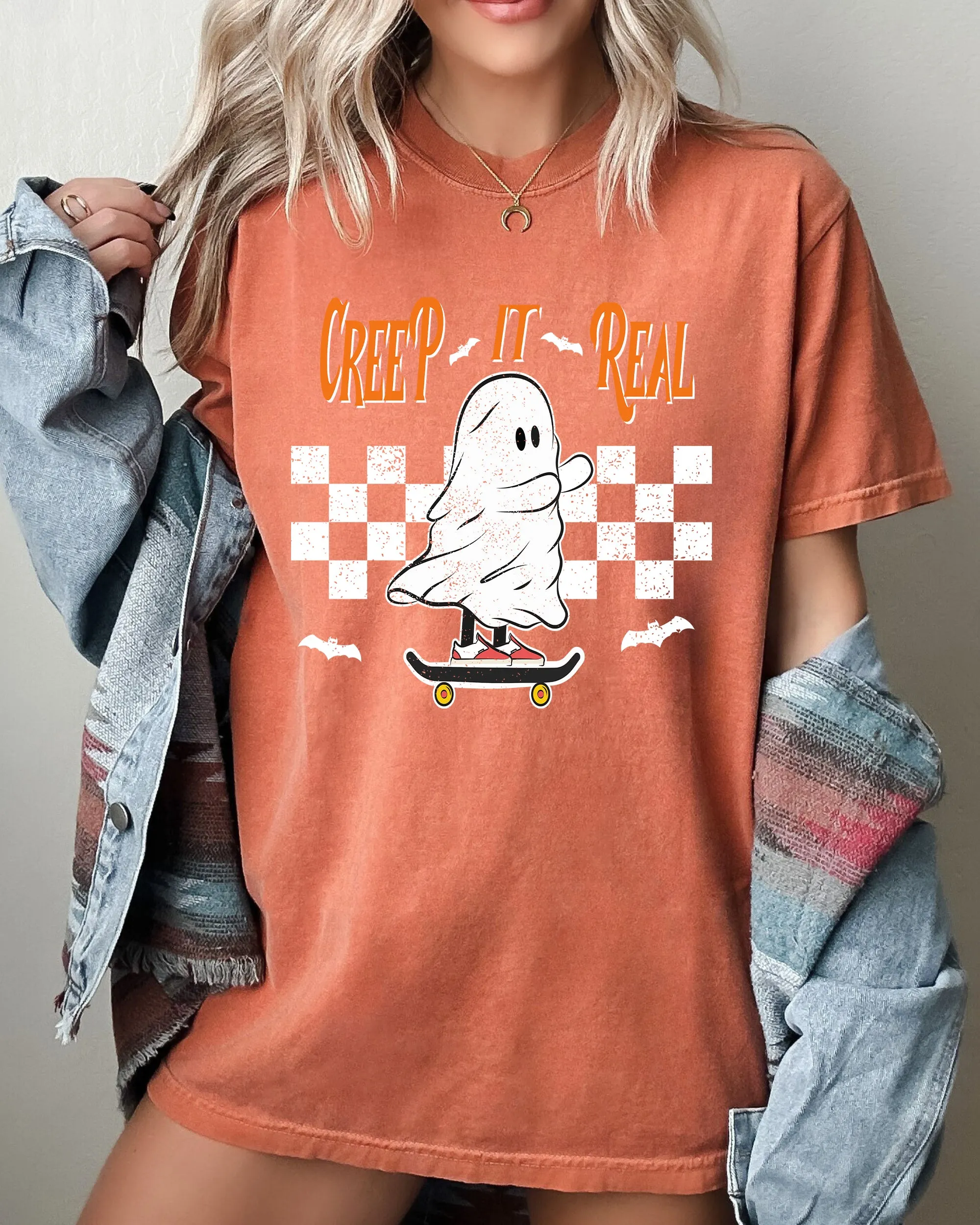 Creep It Real Ghost Skeleton Spooky Witch Halloween Costume T Shirt Comfort Colors Tee sold by Refinery Number One product image thumbnail 5