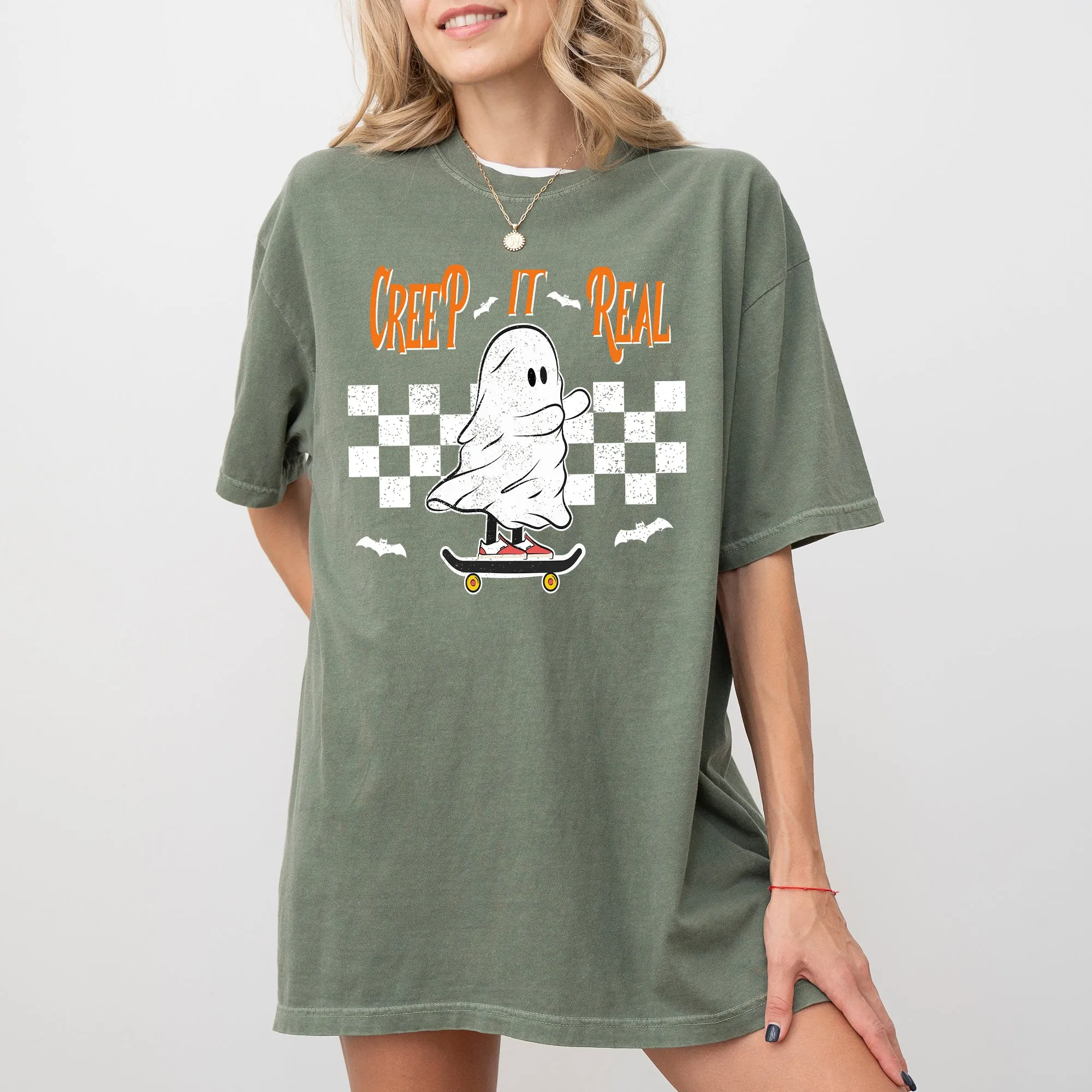 Creep It Real Ghost Skeleton Spooky Witch Halloween Costume T Shirt Comfort Colors Tee sold by Refinery Number One product image thumbnail 3
