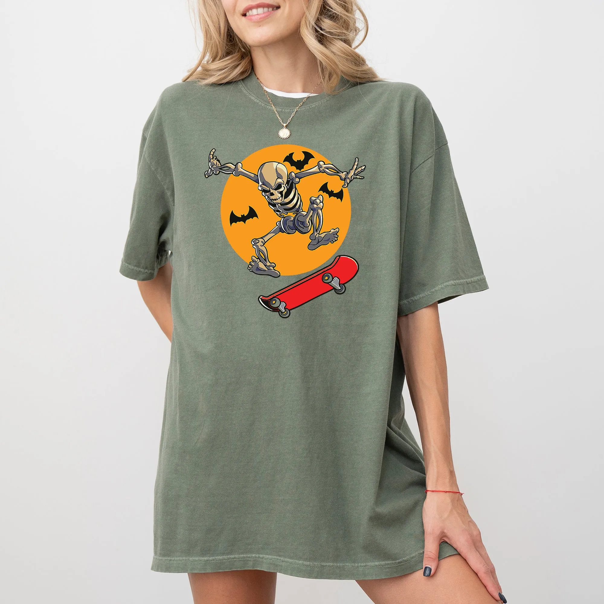 Skateboarding Skeleton, Ghost, Farm, Witch, Skull, Funny, Spooky, Aesthetic, Meme, Halloween, Costume, Tshirt Comfort Colors T-Shirt sold by Refinery Number One product image thumbnail 3