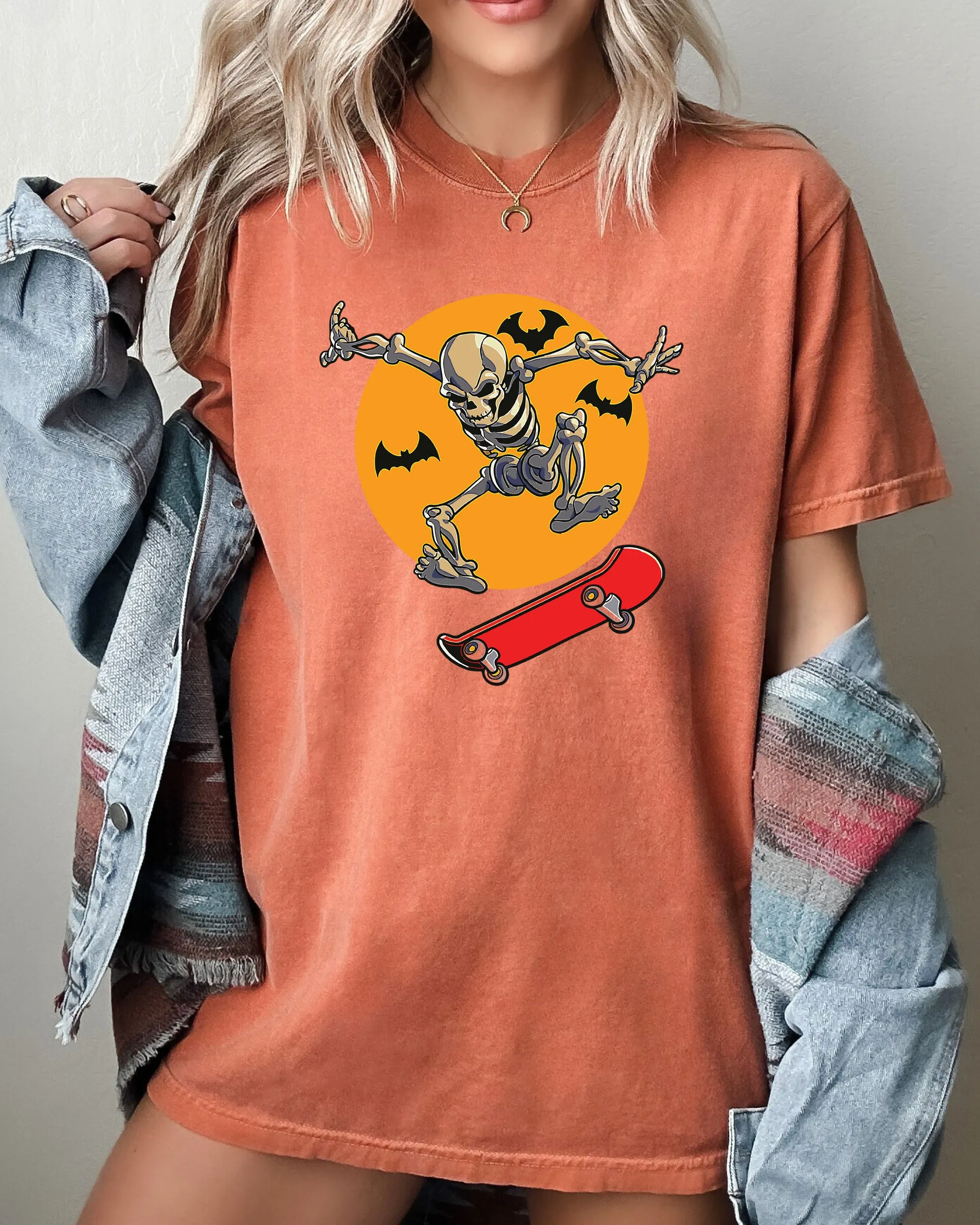Skateboarding Skeleton, Ghost, Farm, Witch, Skull, Funny, Spooky, Aesthetic, Meme, Halloween, Costume, Tshirt Comfort Colors T-Shirt sold by Refinery Number One product image thumbnail 5