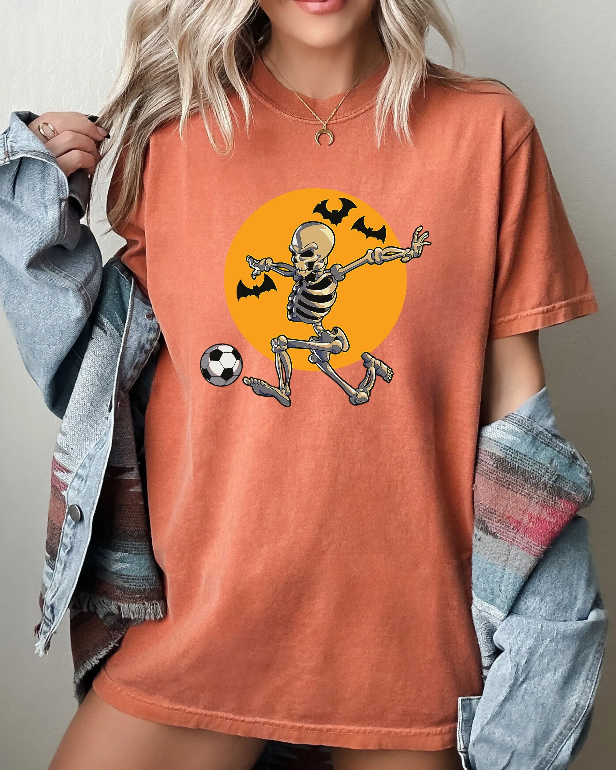 Football Player Skeleton, Ghost, Farm, Witch, Skull, Funny, Spooky, Aesthetic, Meme, Halloween, Costume, Tshirt Comfort Colors T-Shirt sold by Refinery Number One product image thumbnail 5