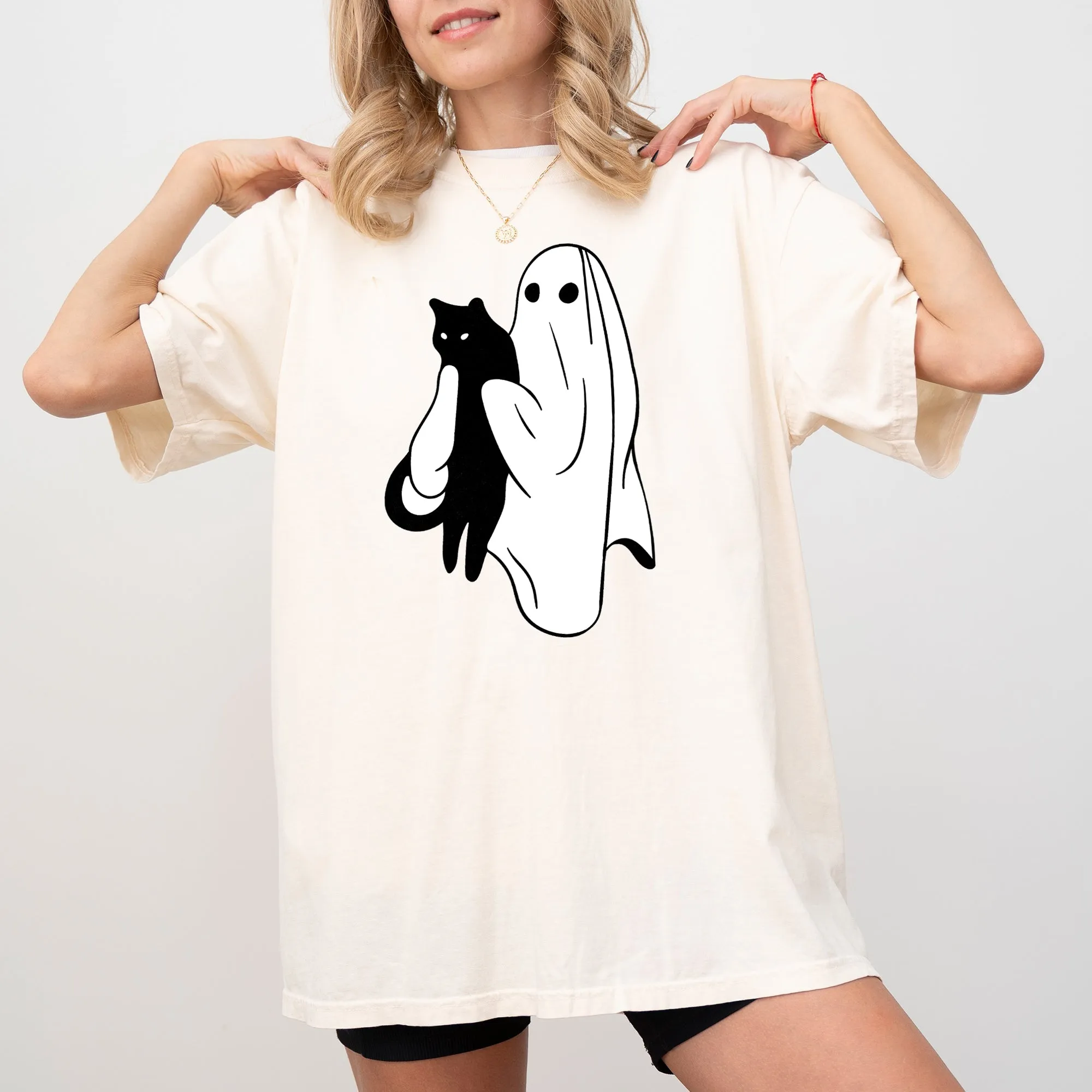 Ghost and Cat, Skeleton, Witch, Skull, Funny, Spooky, Aesthetic, Meme, Halloween, Costume, Tshirt Comfort Colors T-Shirt sold by Refinery Number One product image thumbnail 5