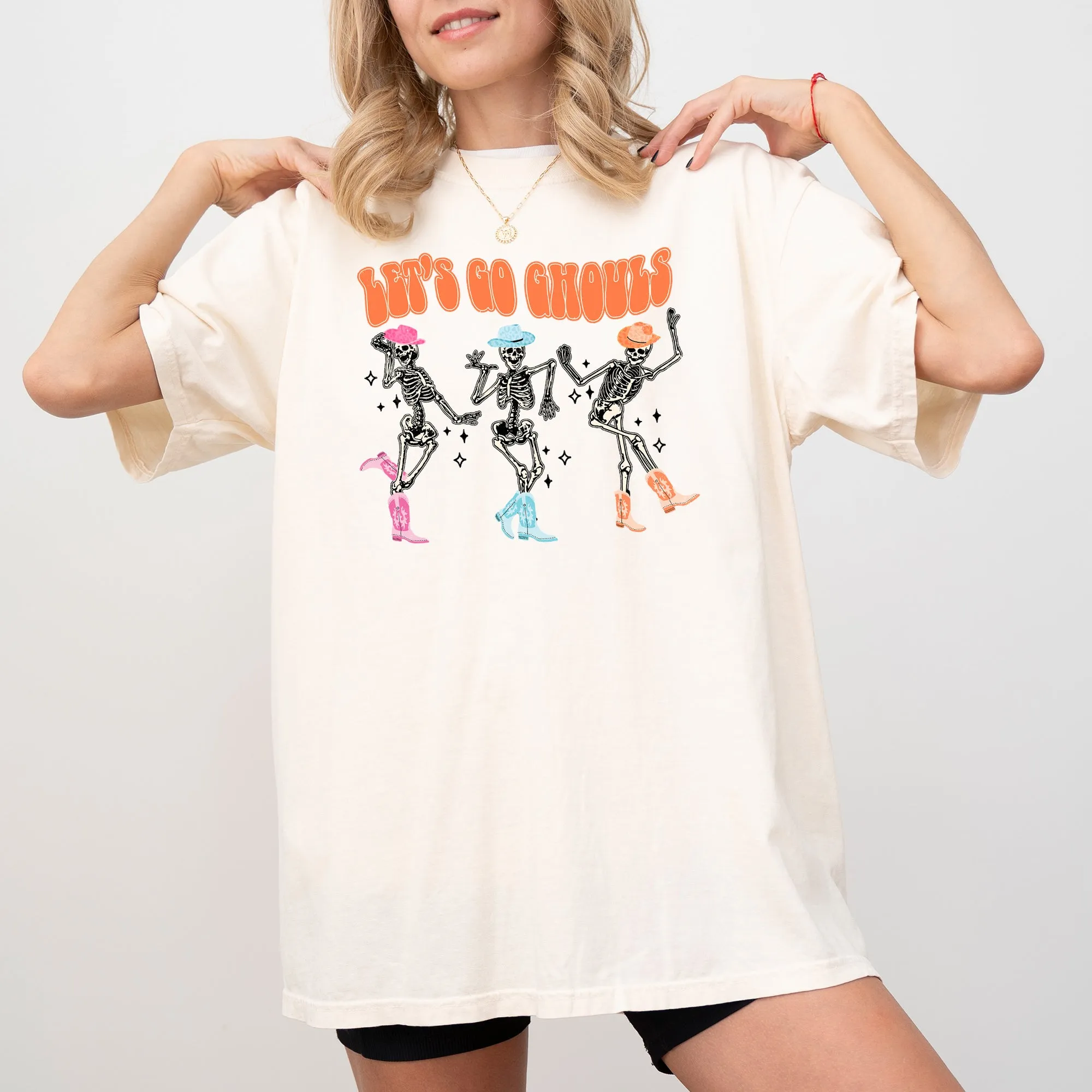 Let's Go Ghouls Ghost Western Skeleton Witch Skull Funny Spooky Halloween Costume Meme Comfort Colors Tee sold by Refinery Number One product image thumbnail 2