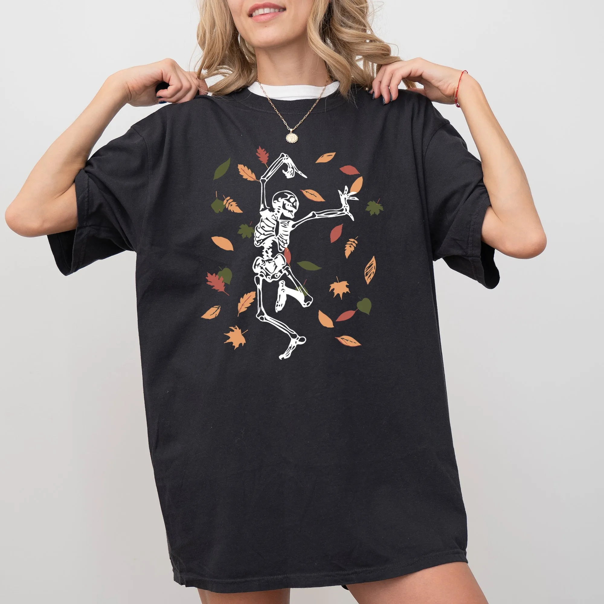 Fall Leaves Skeleton Ghost Witch Skull Spooky Halloween Costume Comfort Colors Tee sold by Refinery Number One product image thumbnail 4