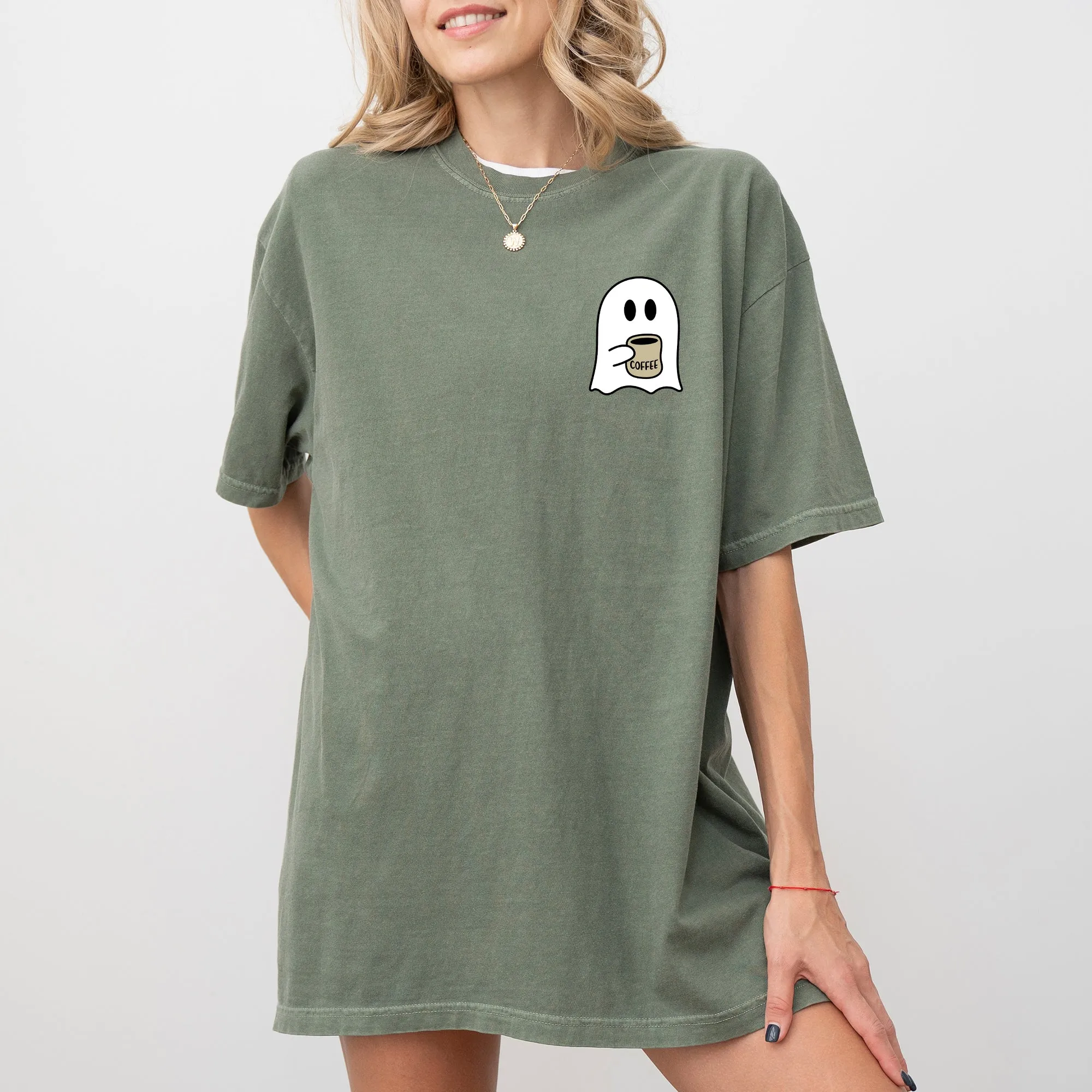 Ghost, Coffee Lover, Pocket, Skeleton, Ghost, Witch, Skull, Funny, Spooky, Aesthetic, Meme, Halloween, Costume, Tshirt Comfort Colors T-Shirt sold by Refinery Number One product image thumbnail 5