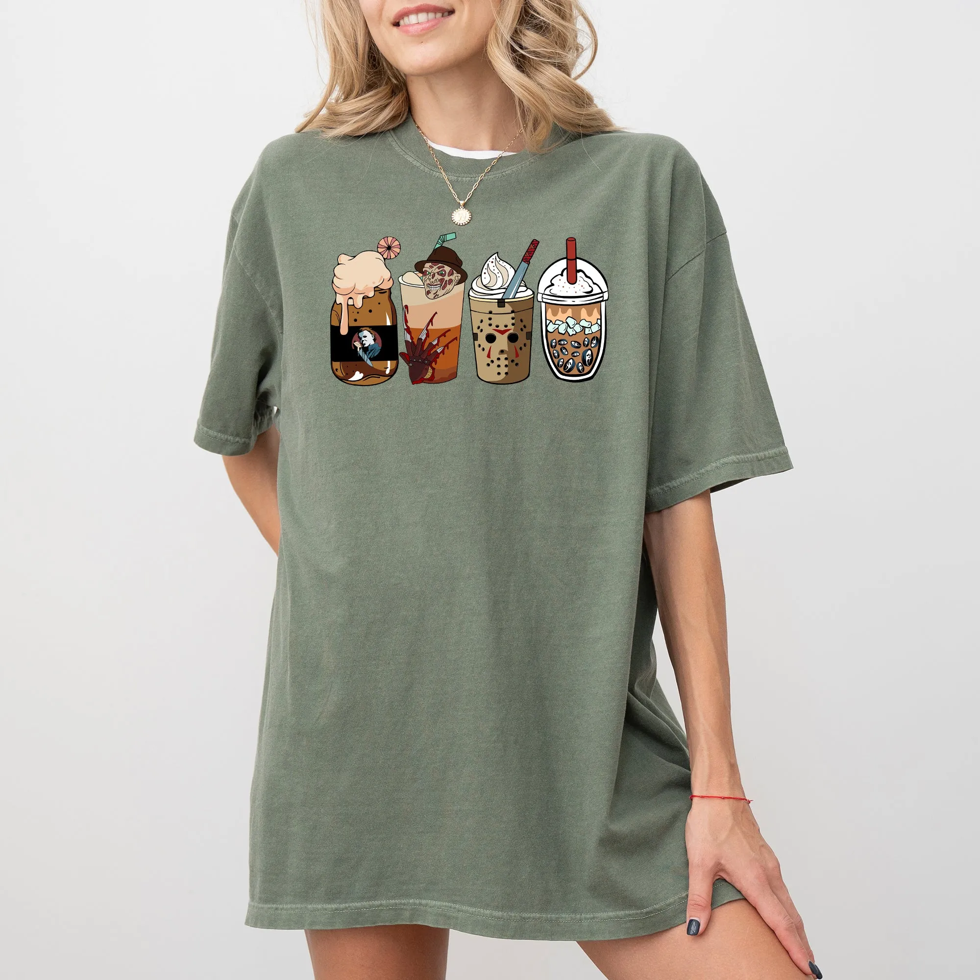 Halloween Coffee, Vintage, Skeleton, Ghost, Witch, Skull, Spooky, Aesthetic, Meme, Halloween, Costume, Tshirt Comfort Colors T-Shirt sold by Refinery Number One